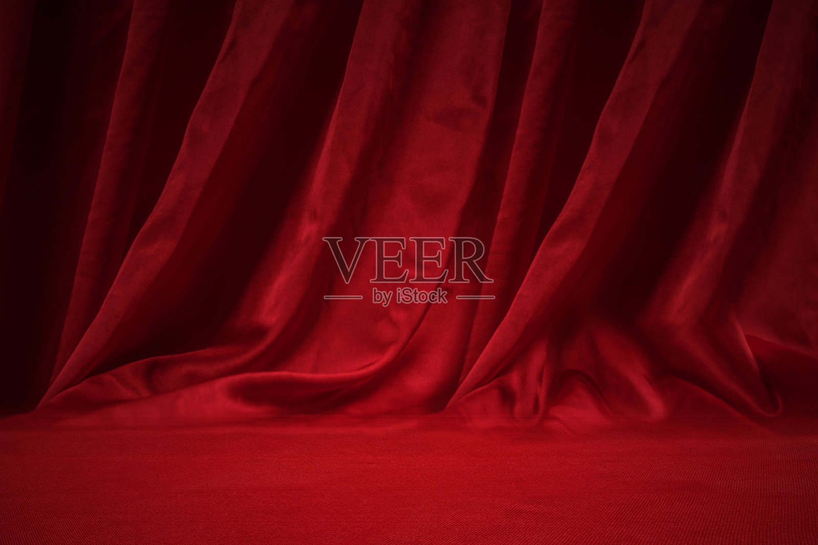红色窗帘的特写视图照片摄影图片