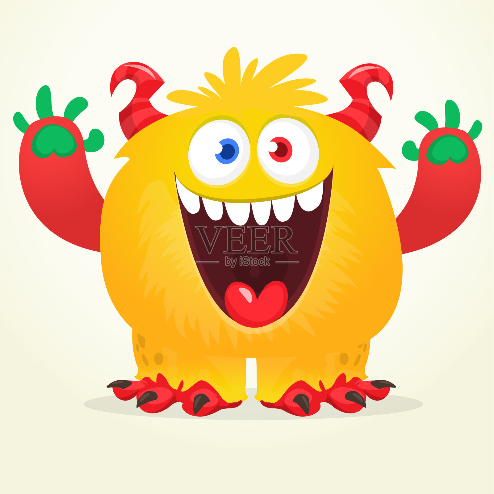 有趣的卡通微笑怪物角色。万圣节快乐的外星人插图。向量孤立设计元素图片