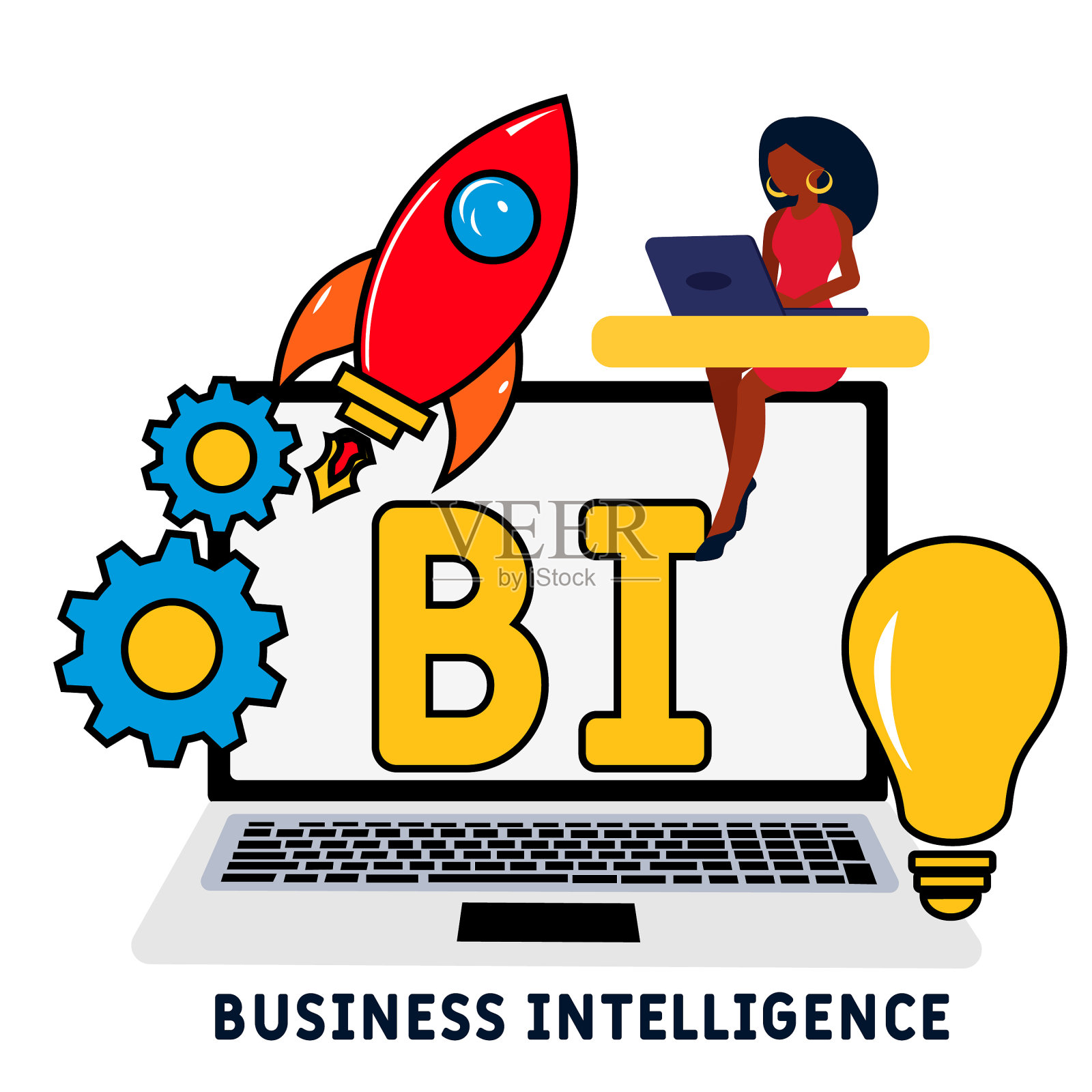 BI——商业智能的首字母缩写插画图片素材