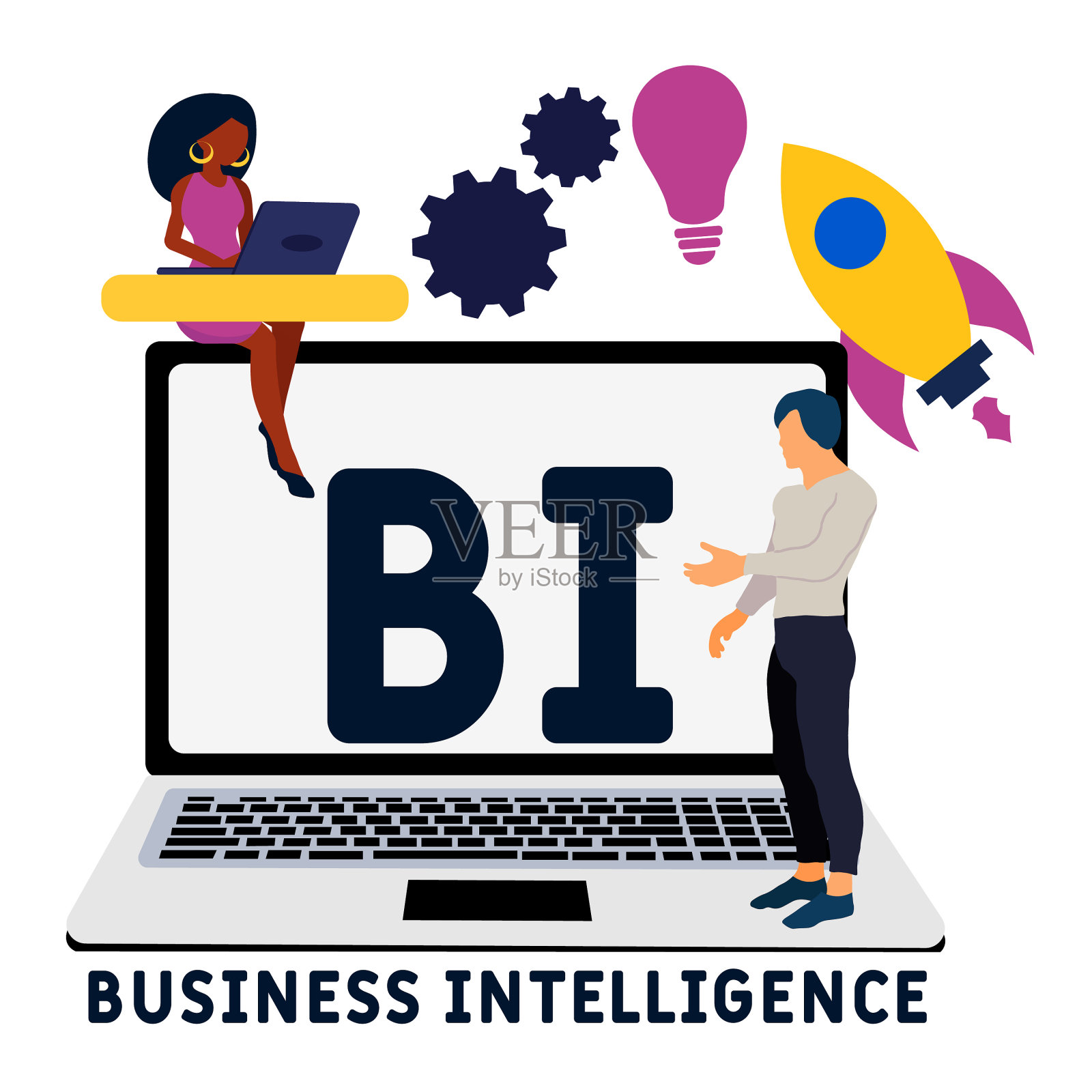 BI——商业智能的首字母缩写插画图片素材