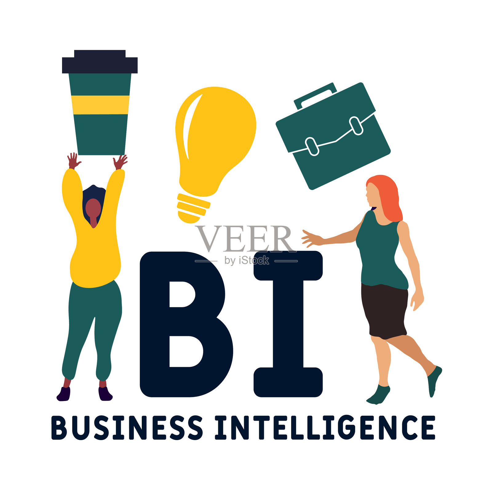 BI——商业智能的首字母缩写插画图片素材