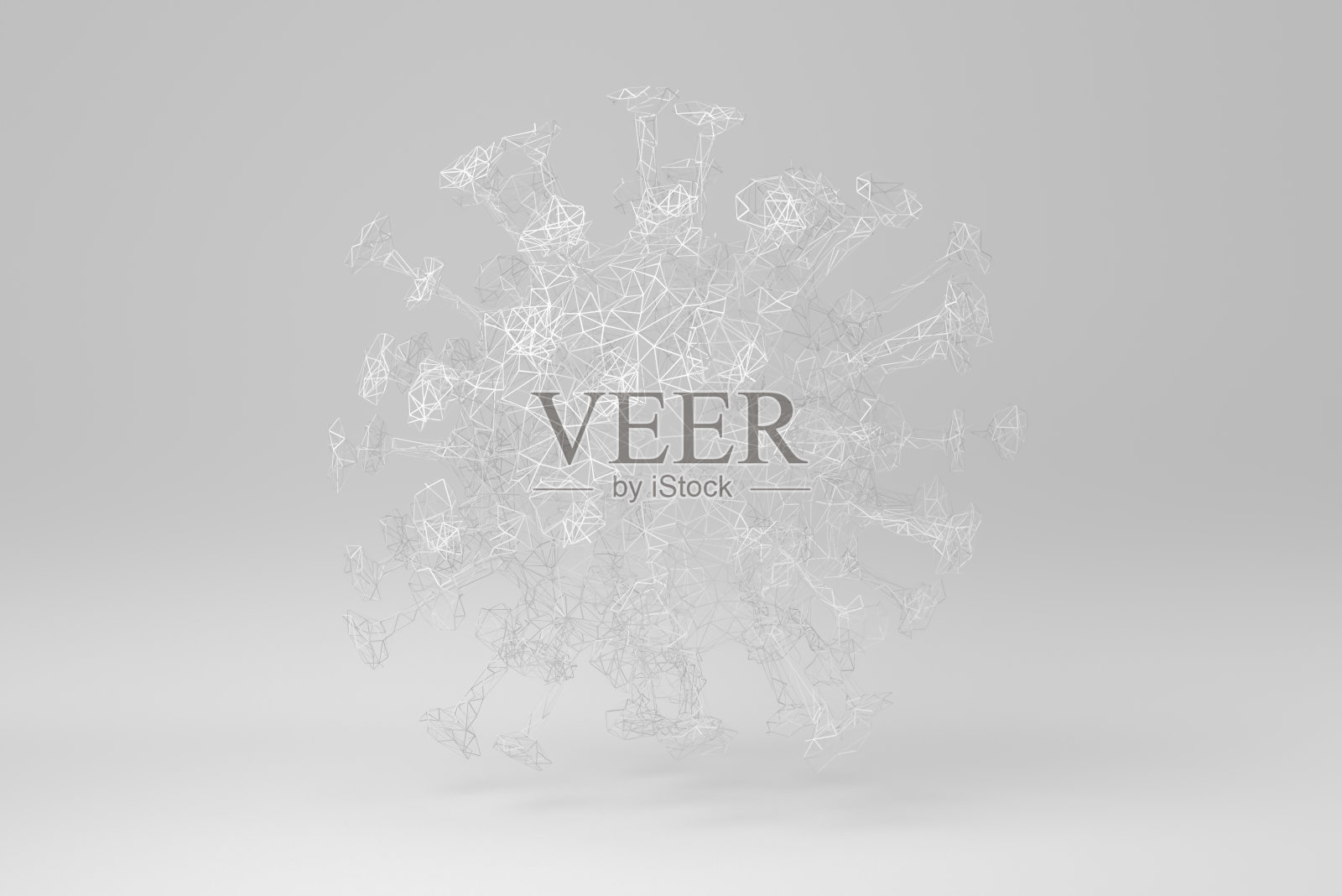 病毒。不同种类的病毒。疾病的细菌。冠状病毒白色背景。多边形最小的概念。单色。3 d渲染。照片摄影图片