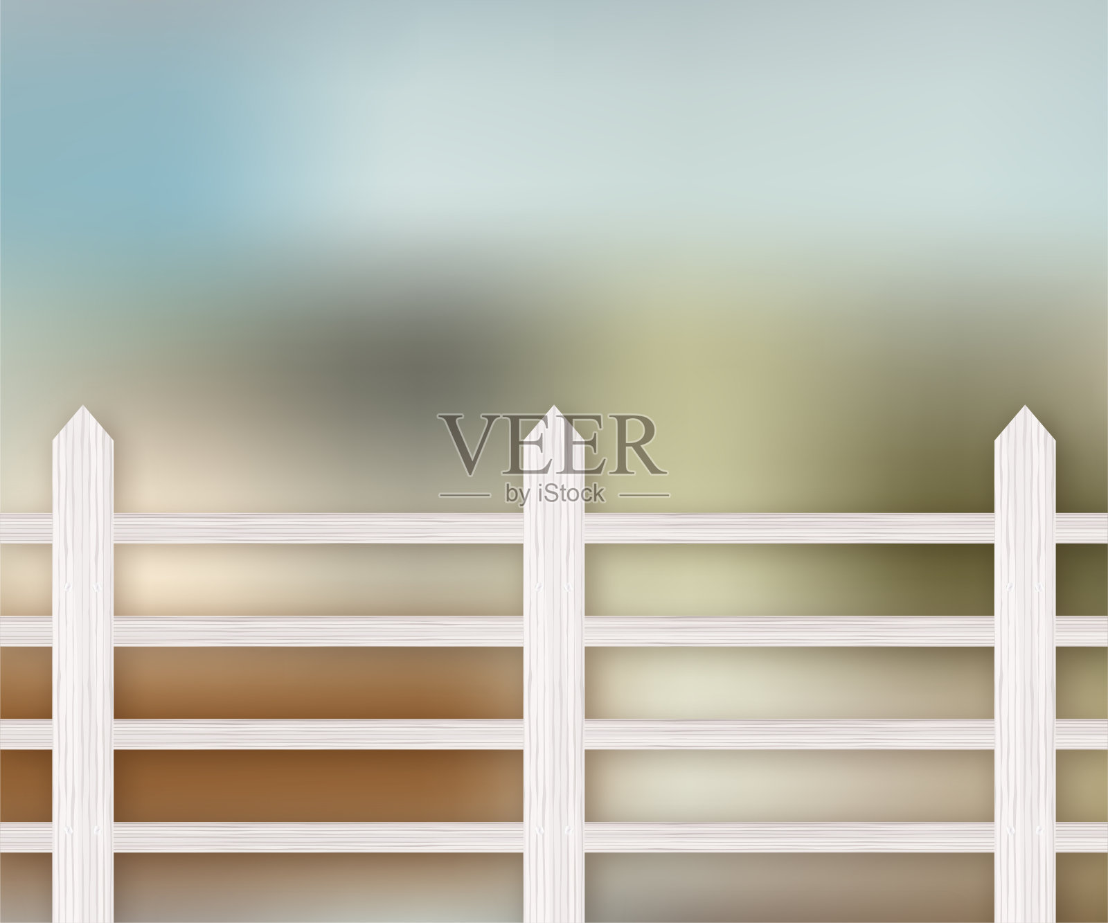 木栅栏和草地。矢量插图。插画图片素材