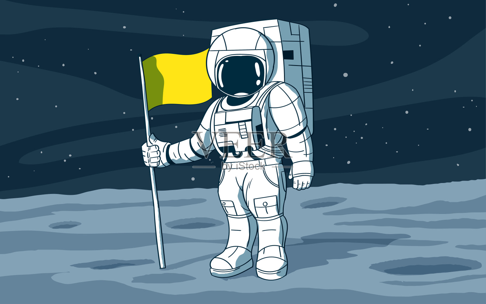 站在月球上的宇航员插画图片素材