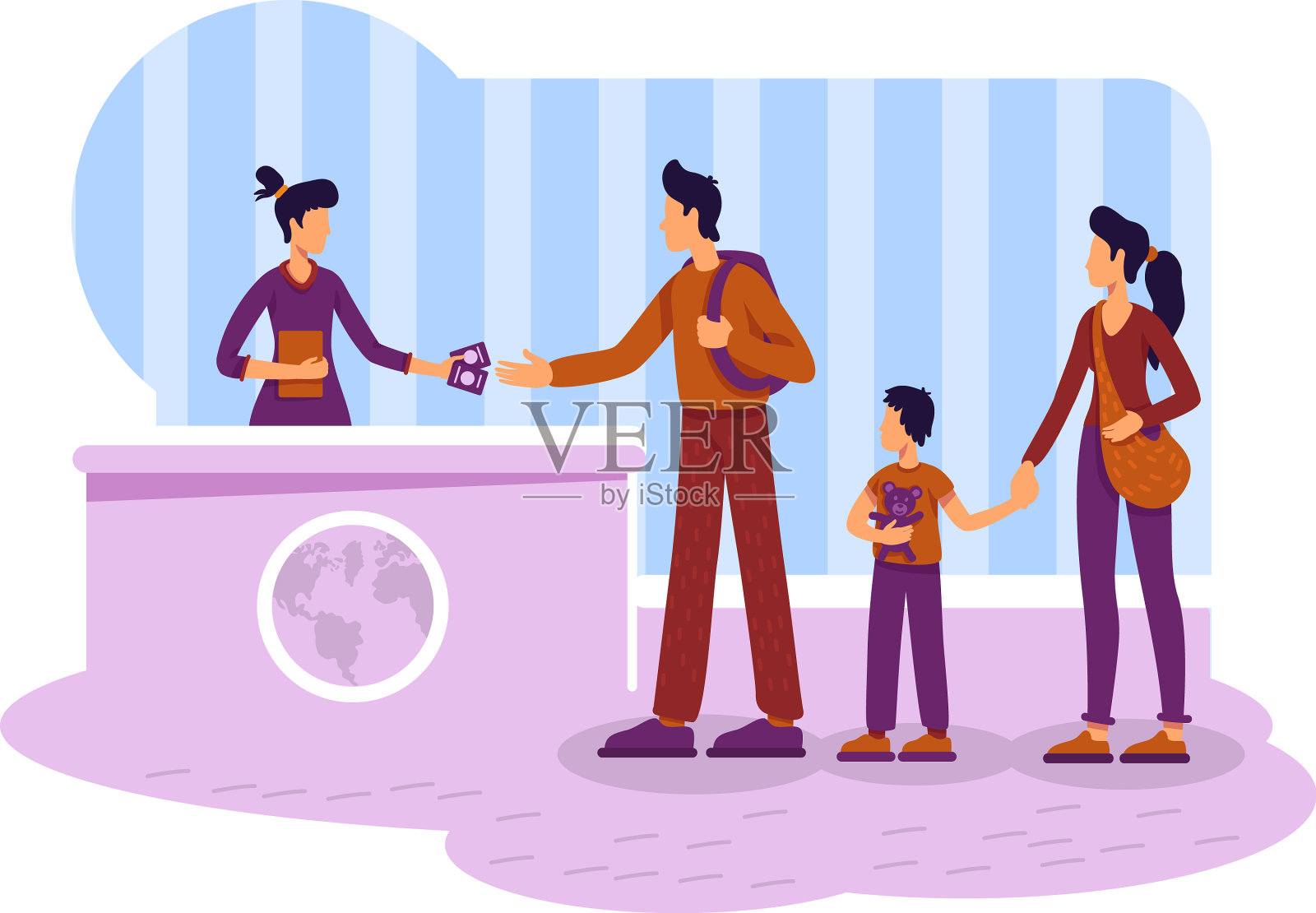 游客获得签证2d网页横幅海报插画图片素材