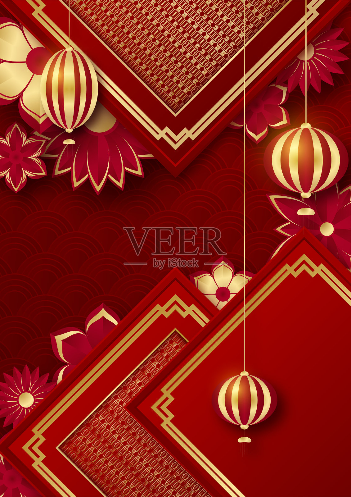 春节快乐红金中国设计背景插画图片素材