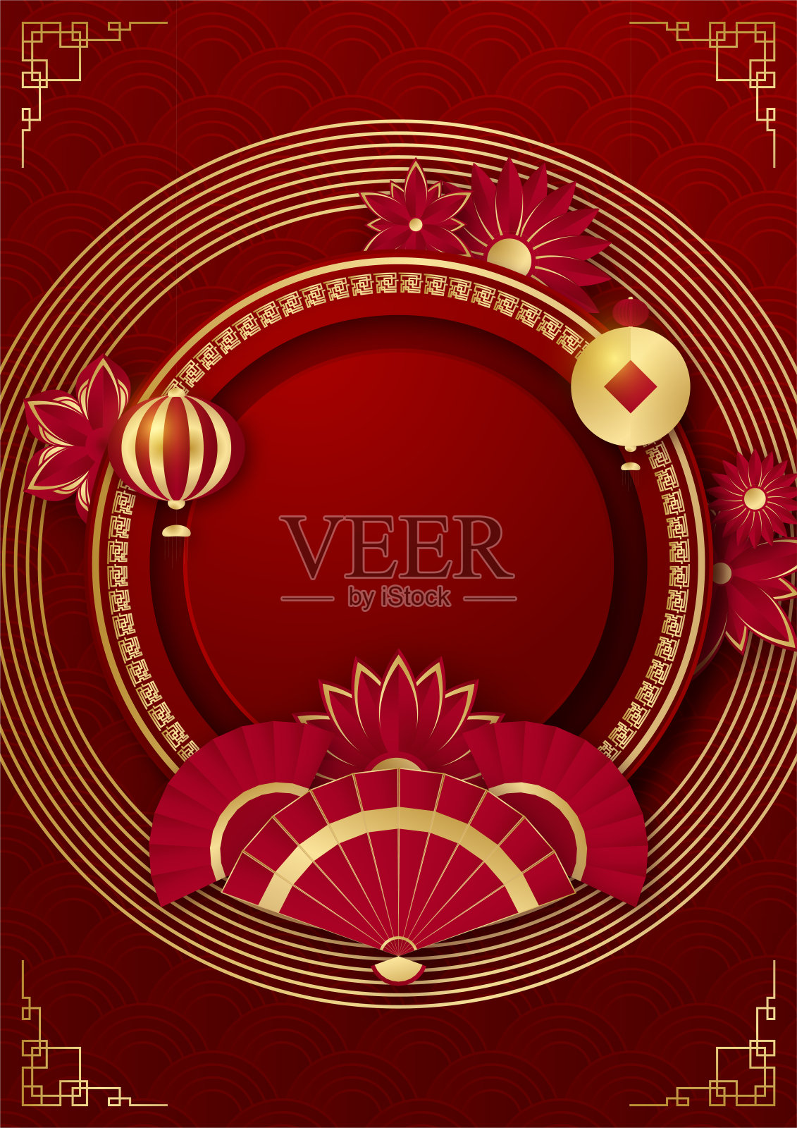 春节快乐红金中国设计背景插画图片素材