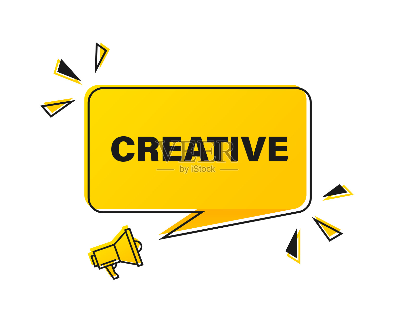 扩音器，有创意的演讲气泡横幅。扬声器。商业、营销和广告。向量EPS 10插画图片素材