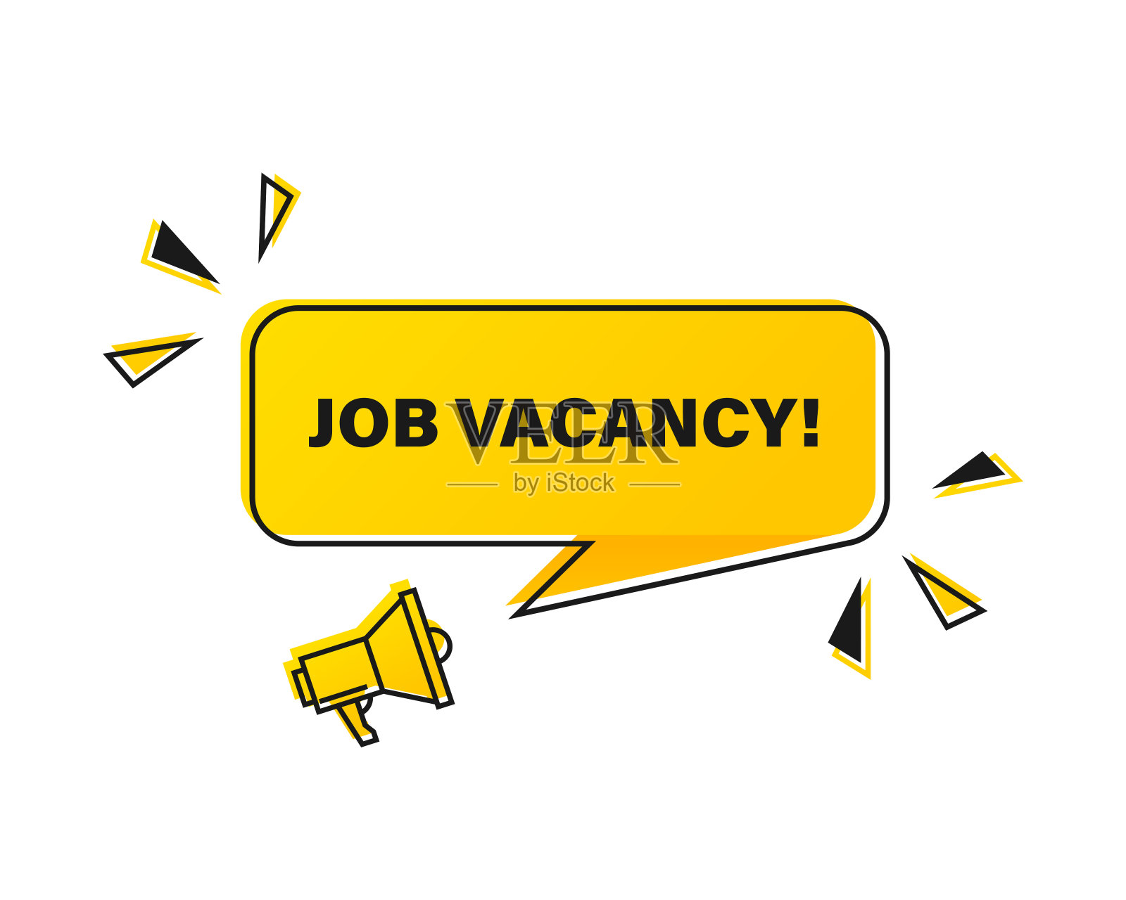 扩音器里充斥着空缺职位的言论。扬声器。横幅为商业，营销和广告。向量EPS 10插画图片素材