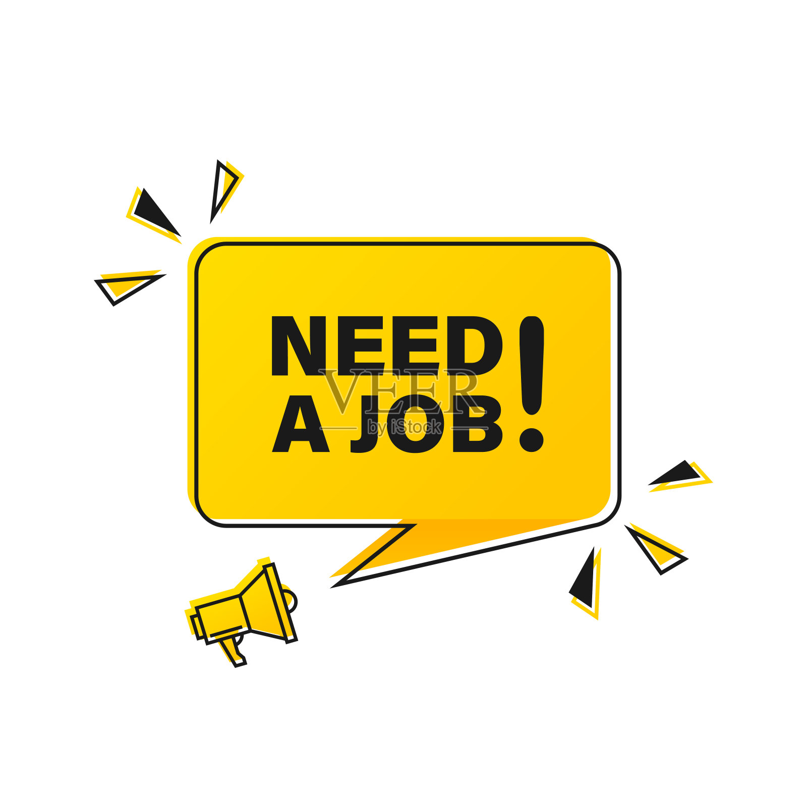 需要一个工作演讲泡泡的扩音器。扬声器。横幅为商业，营销和广告。矢量图插画图片素材