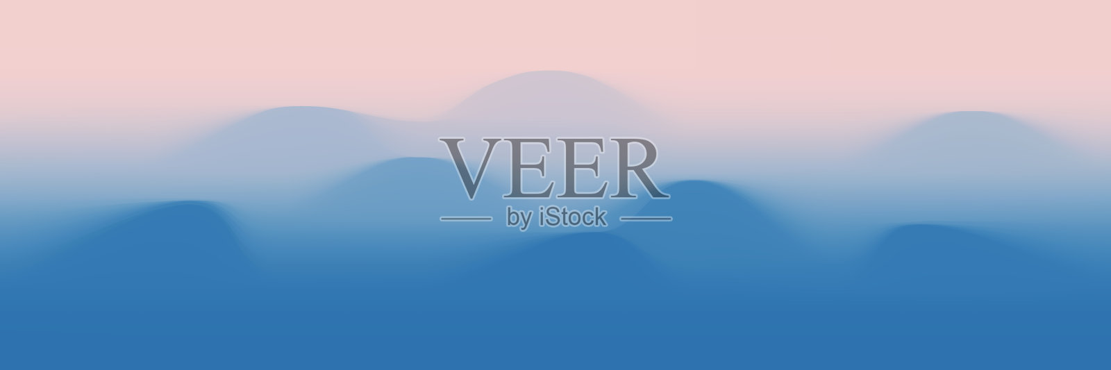 矢量背景，仿山景，雾中的丘陵，黎明的颜色插画图片素材