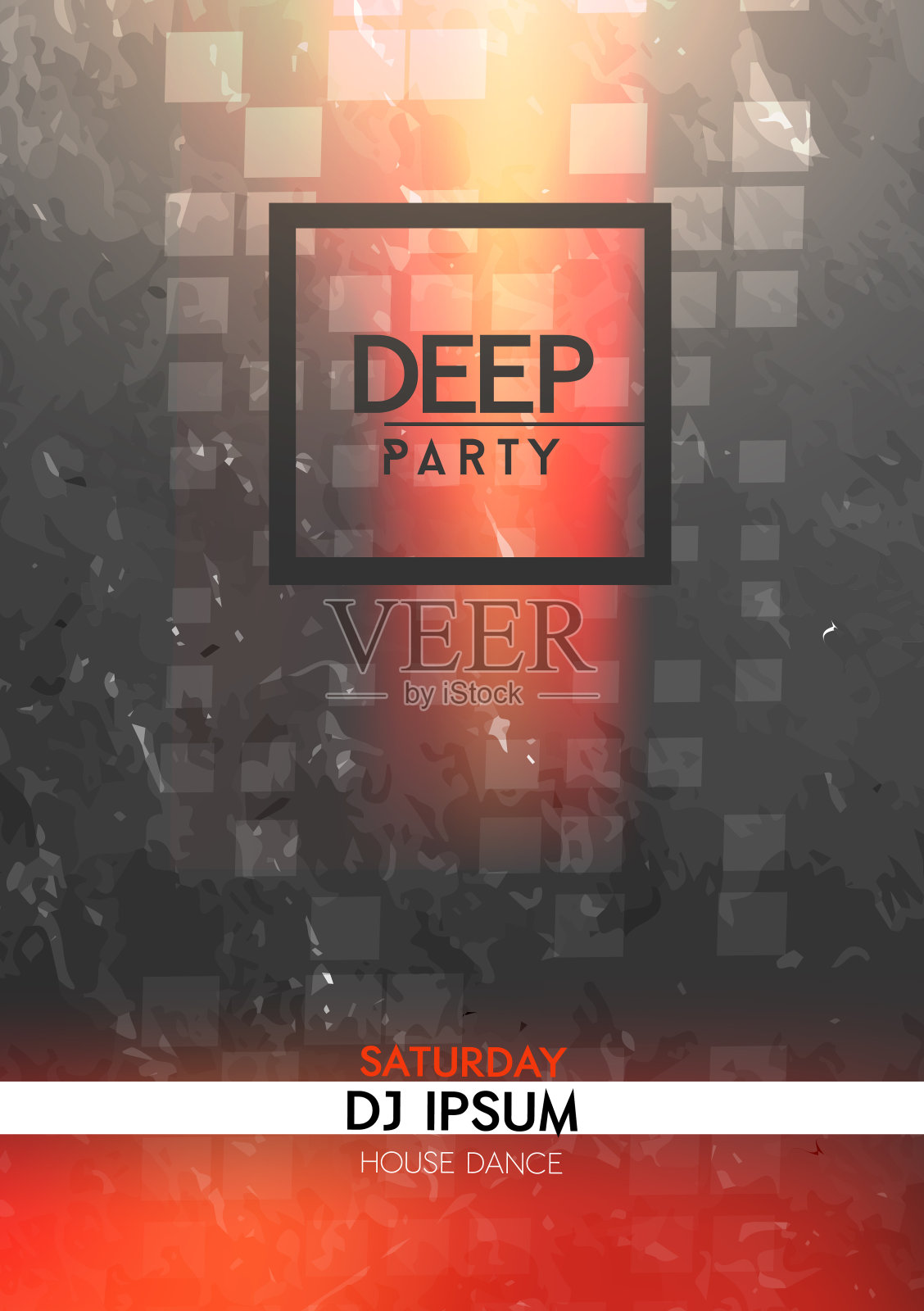 抽象电子舞会夜海报设计模板素材