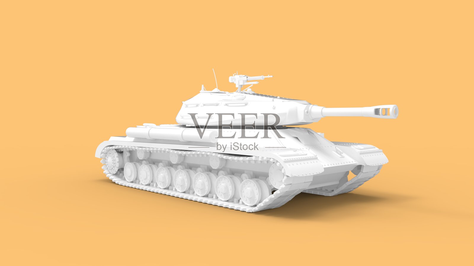 3D渲染的战斗坦克，装甲二战军用车辆大型大炮炮塔孤立在工作室背景。照片摄影图片