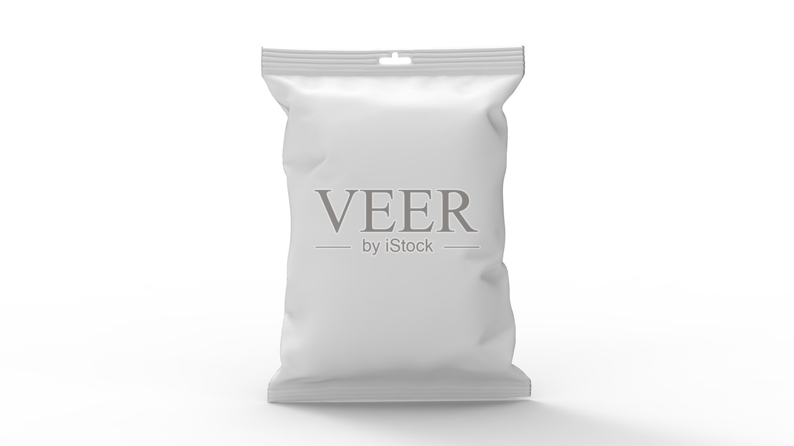 三维效果图的一种效果图概念模型保鲜膜挂袋包装袋隔离在空空间上。照片摄影图片