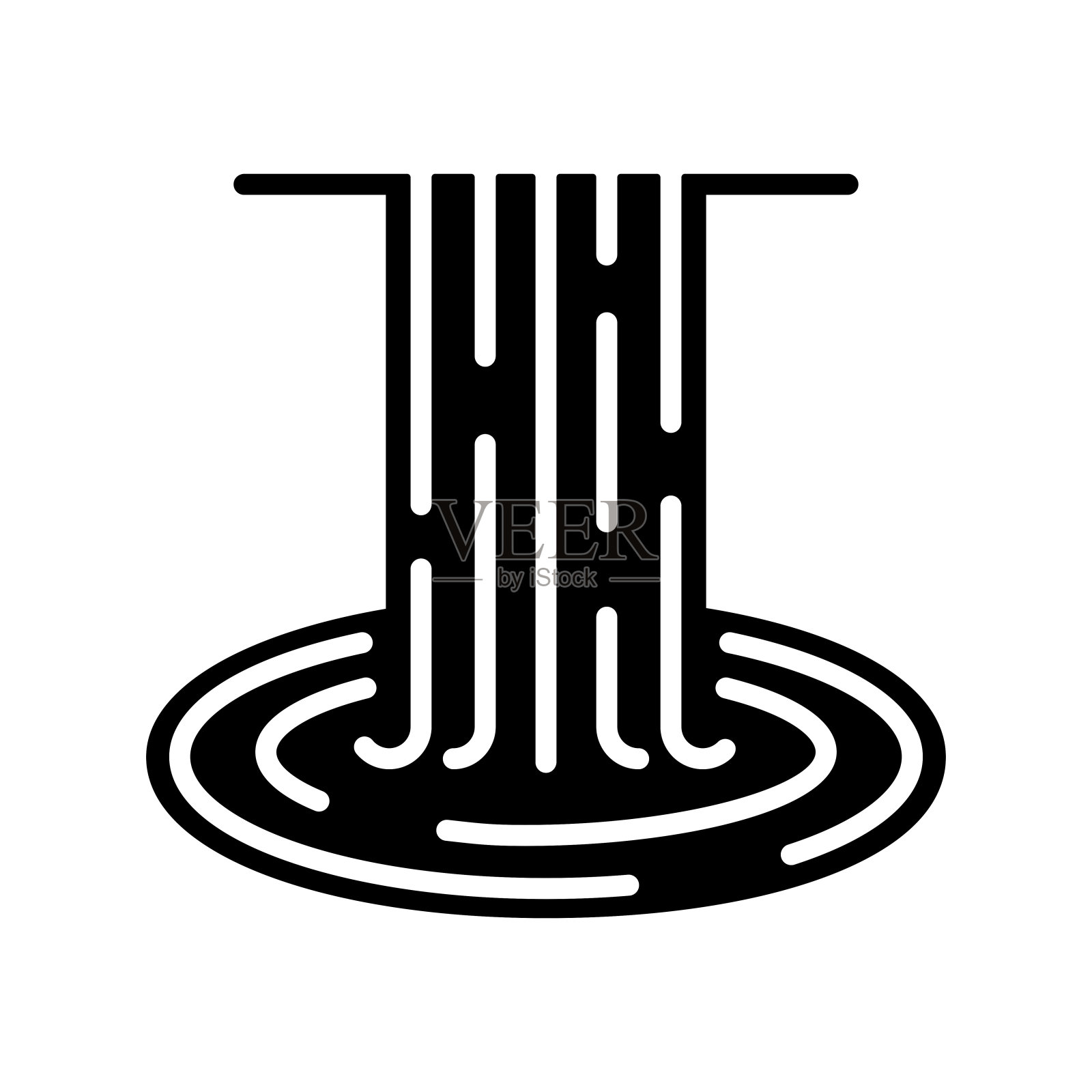 瀑布自然度假矢量字形图标插画图片素材