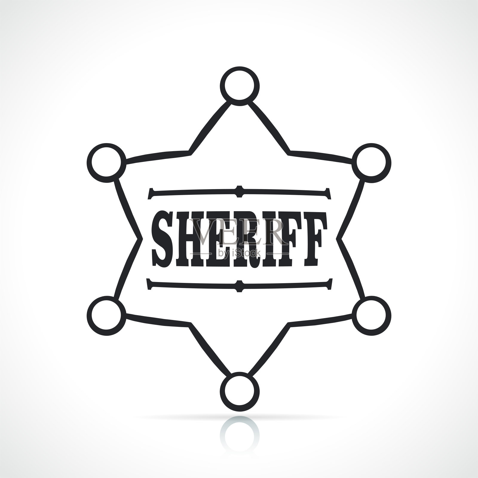 警长明星徽章轮廓图标插画图片素材