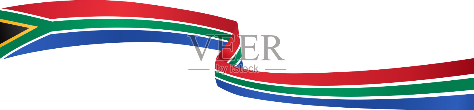 长挥动的南非国旗孤立在png或透明的背景，象征南非，横幅，卡片，广告，推广，和商业匹配的国家海报，矢量插图的模板插画图片素材