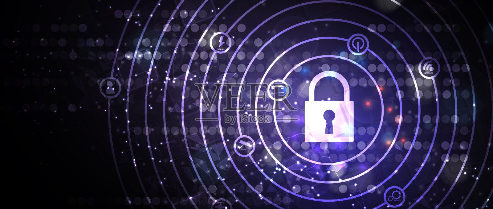 网络安全和信息或网络保护。面向商业和互联网项目的未来技术网络服务插画图片素材