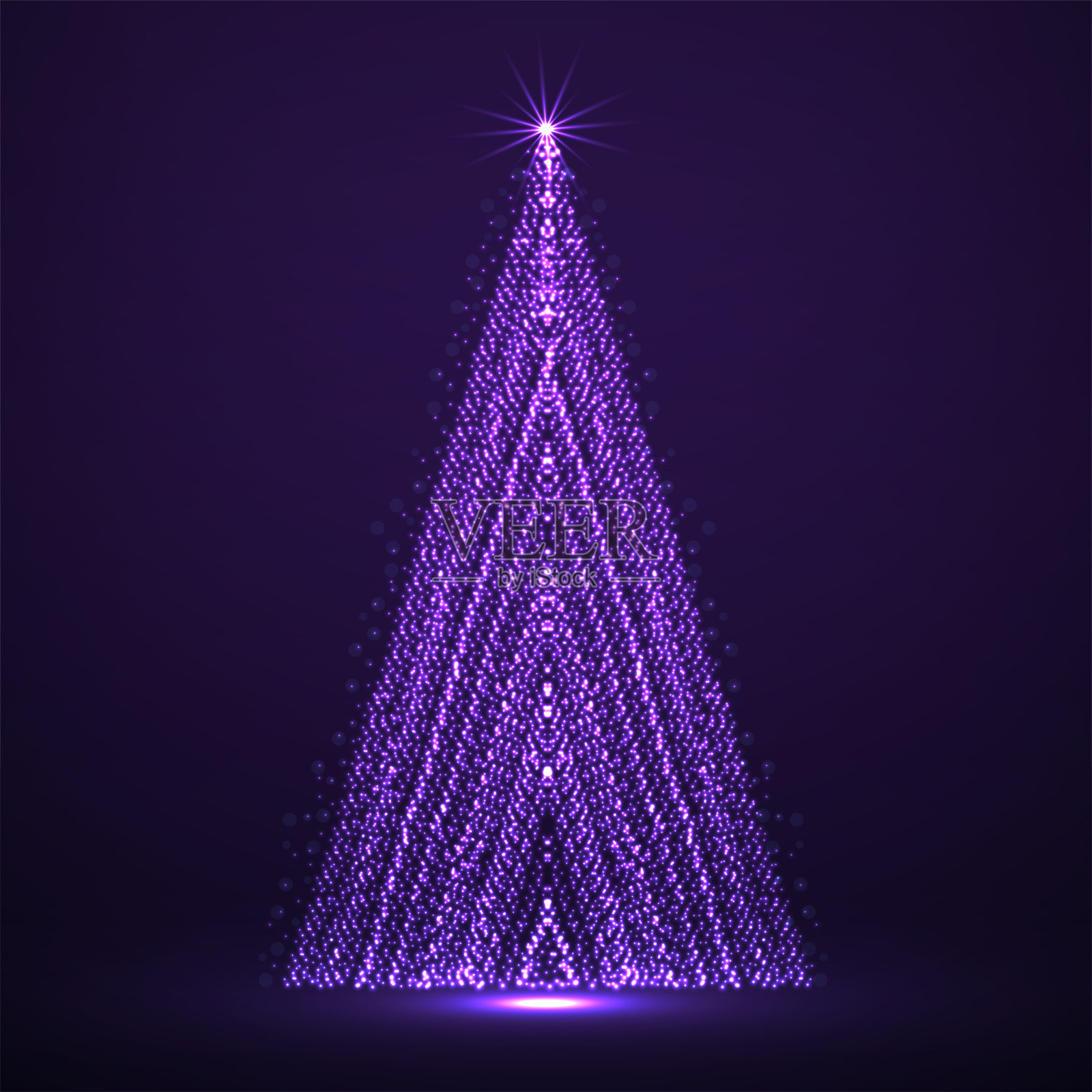 摘要霓虹圣诞树的发光粒子插画图片素材
