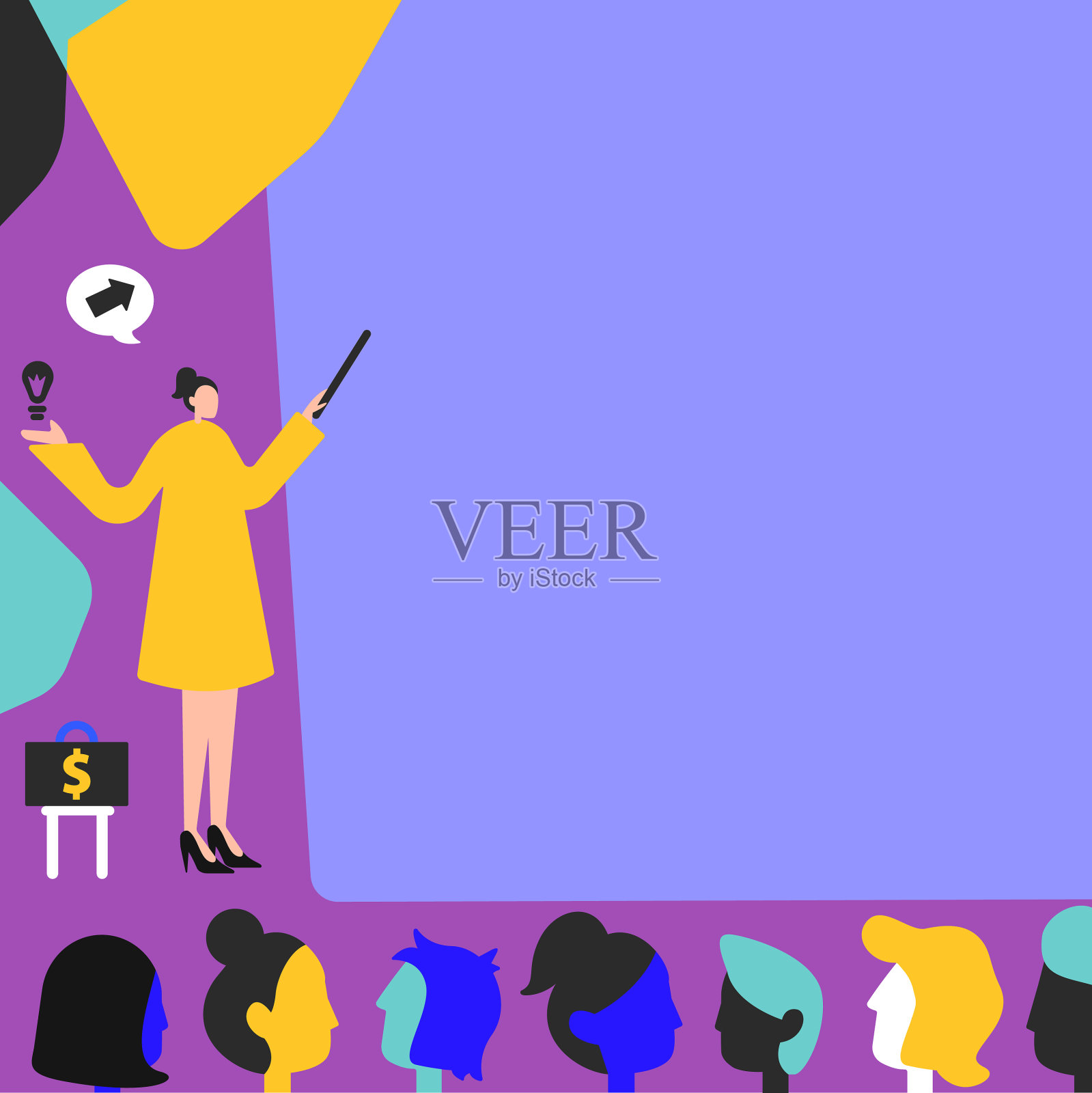 女士拿着演示的背景插画图片素材