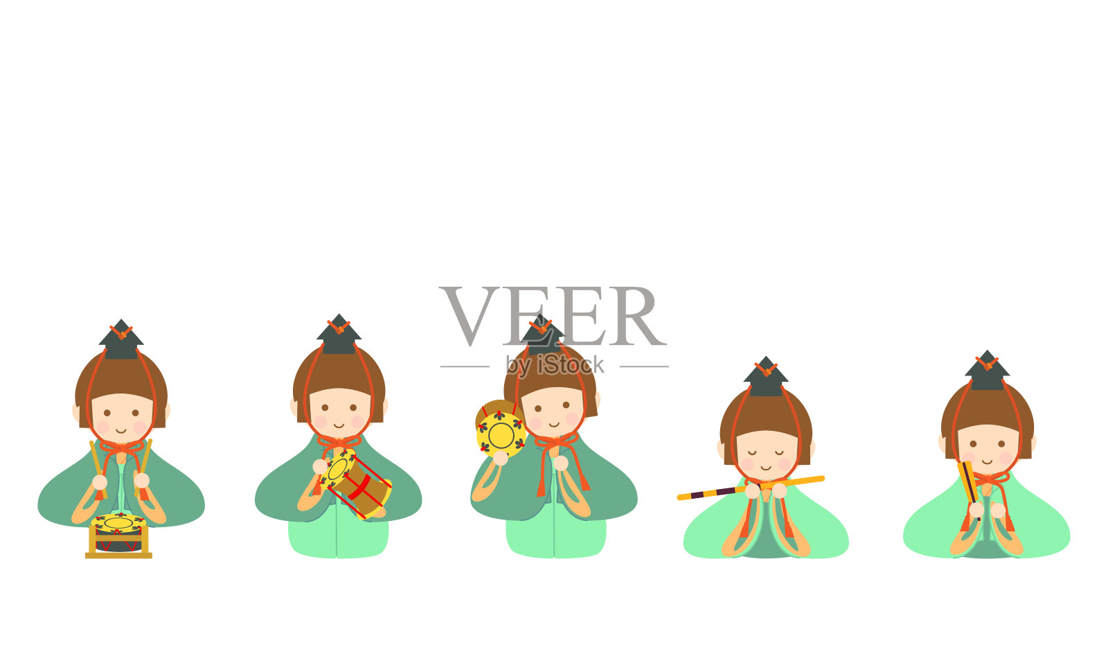 这是3月3日在日本传统节日“女儿节”上展示的“女儿节”的图案。我们在那个时候庆祝女孩，让她快乐和健康。插画图片素材