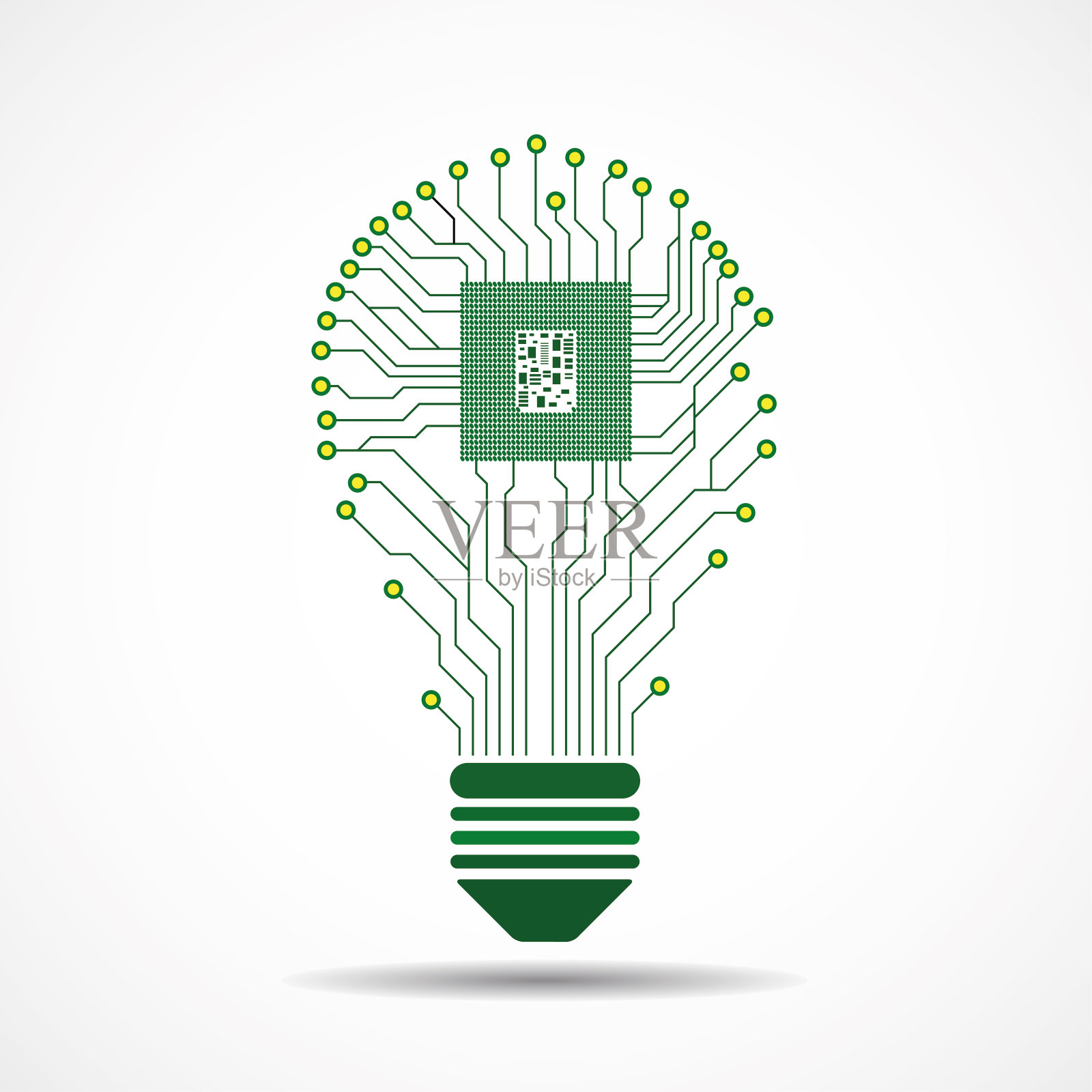 内置cpu的技术灯泡电路板插画图片素材