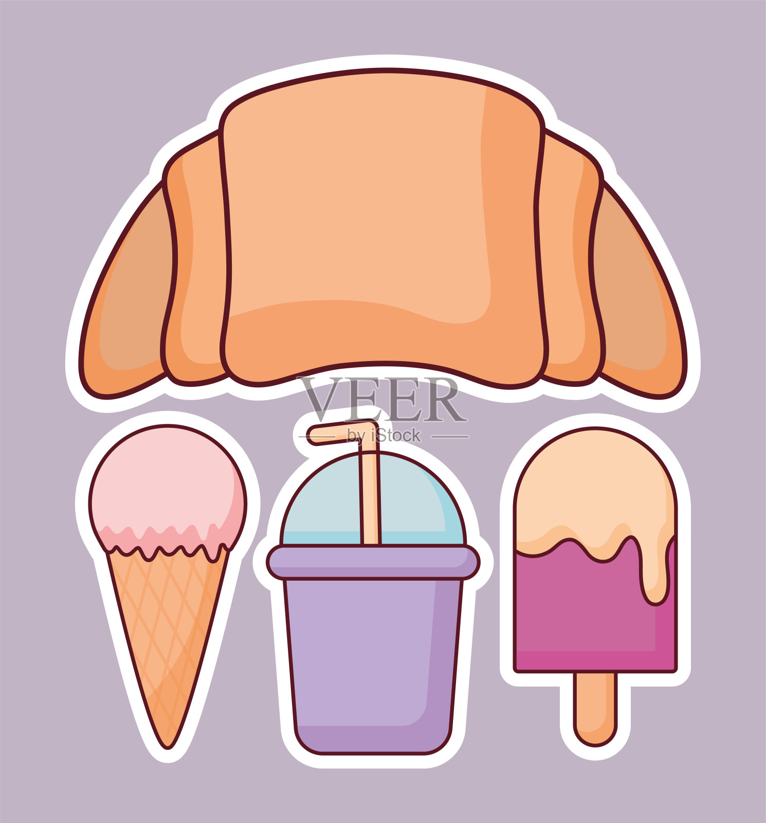 四种食物图标插画图片素材