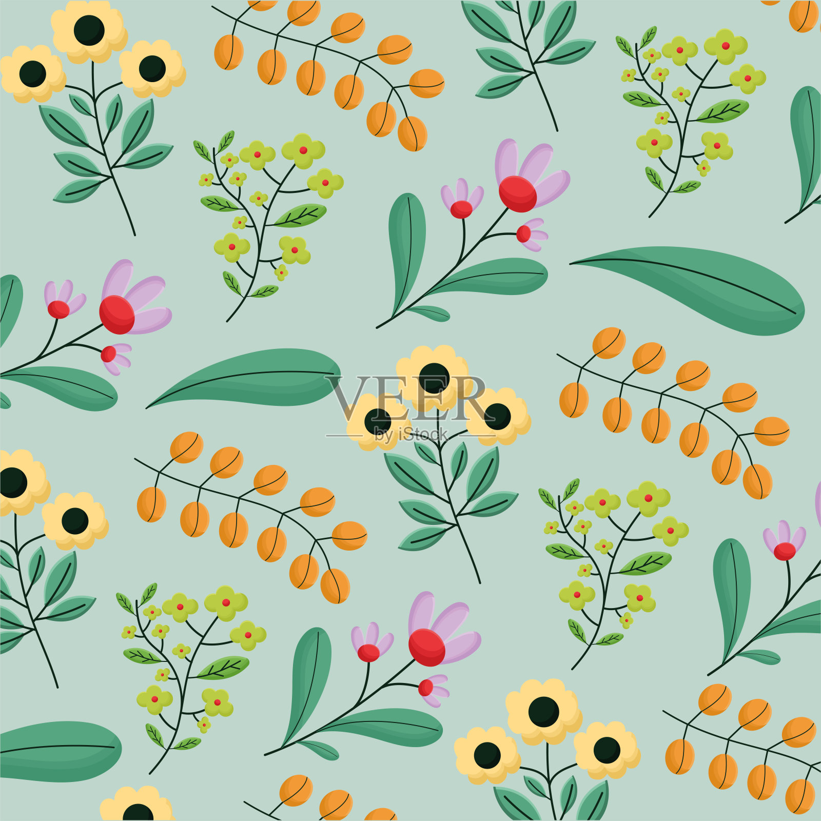 彩色花壁纸插画图片素材