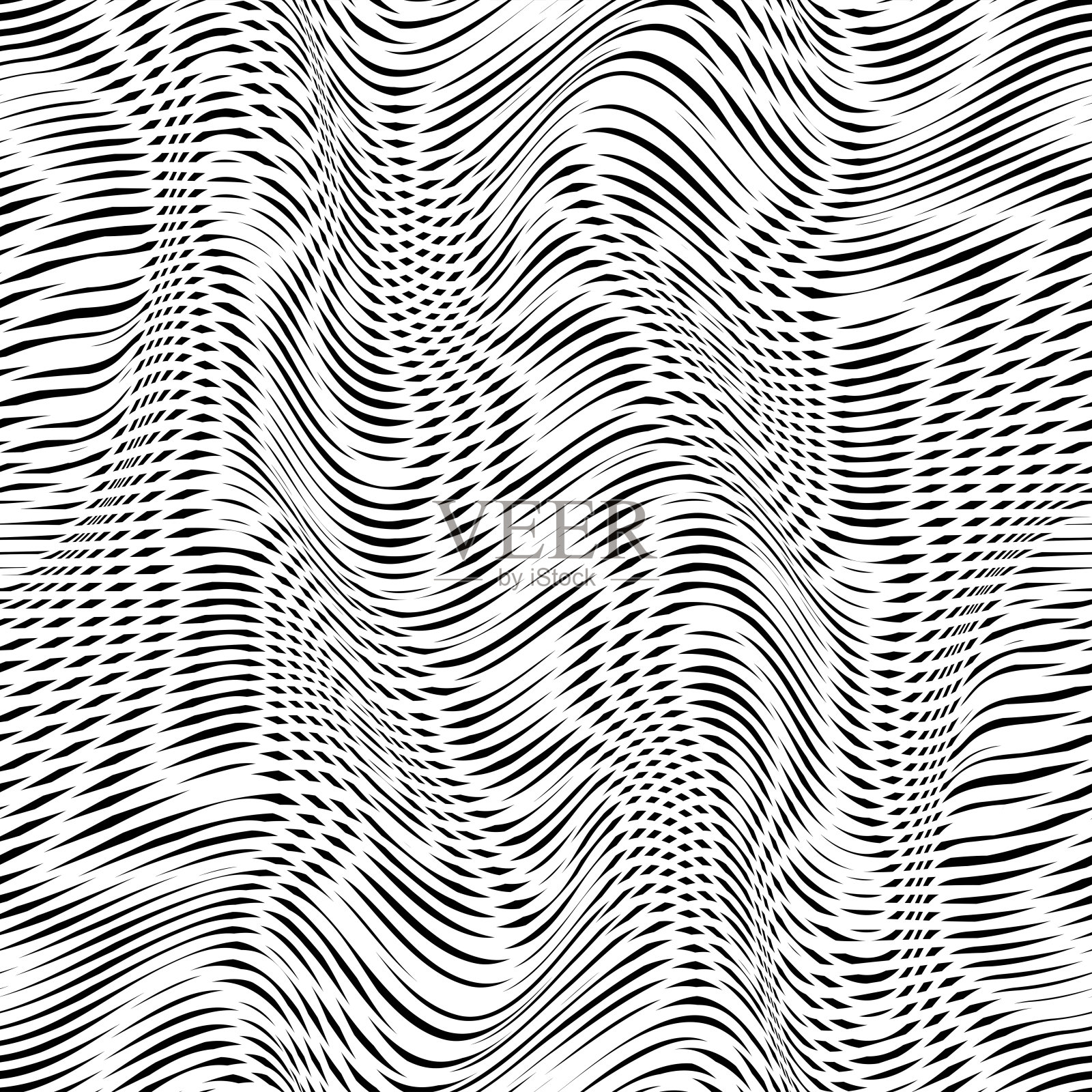 莫尔条纹。扭曲的模式。视模式。向量无缝模式插画图片素材