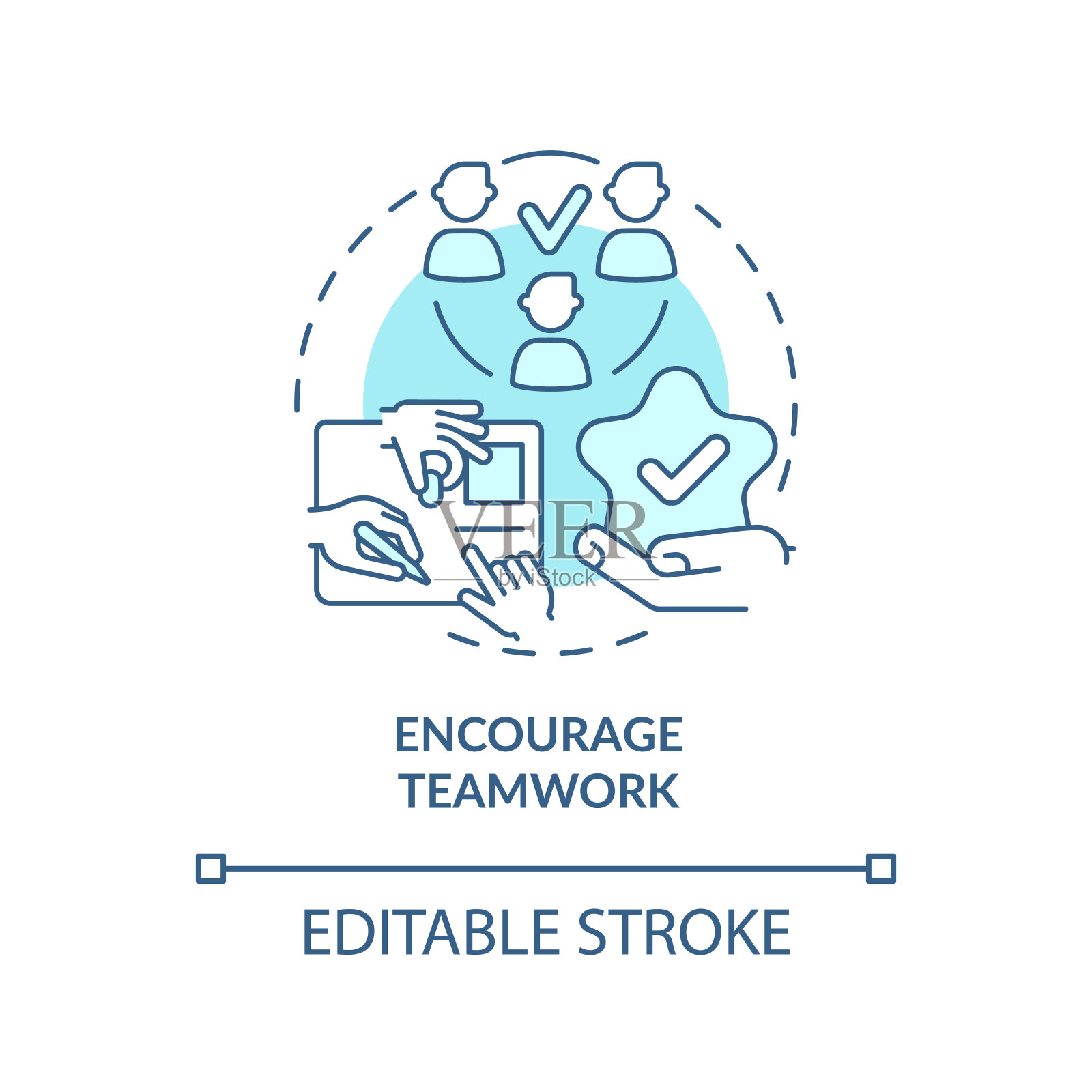 鼓励团队合作绿松石概念图标插画图片素材