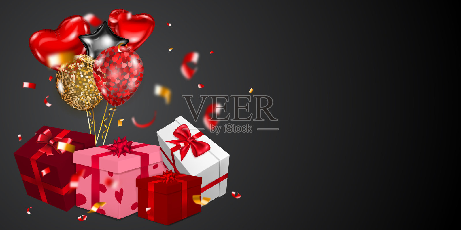 气球和礼品盒插图插画图片素材