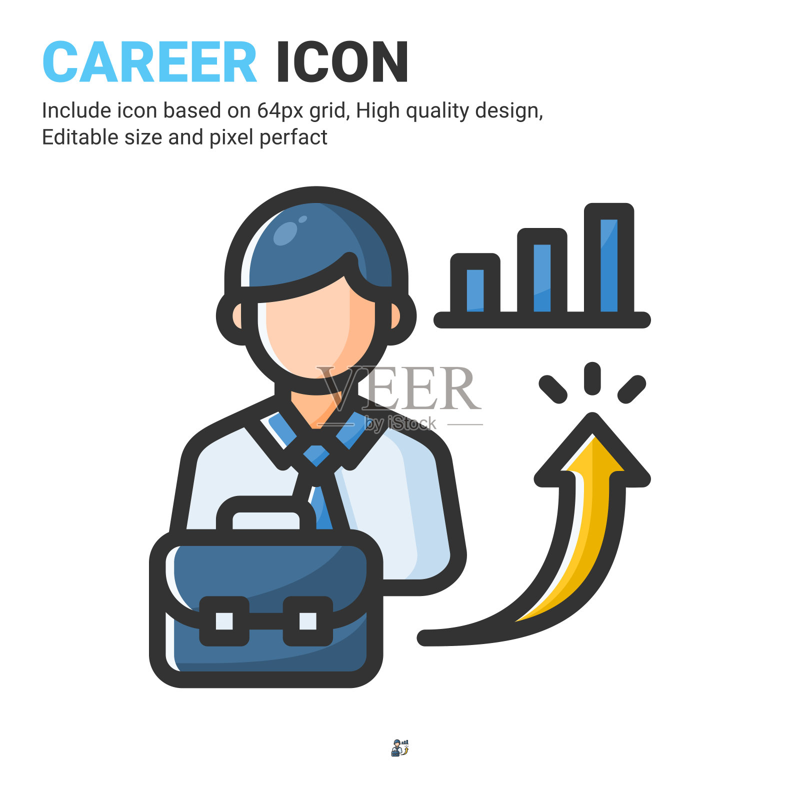 职业图标矢量与轮廓颜色风格孤立在白色背景。矢量插图记录服务标志符号图标概念的商业，金融，行业，公司，应用程序，网络和项目图标素材