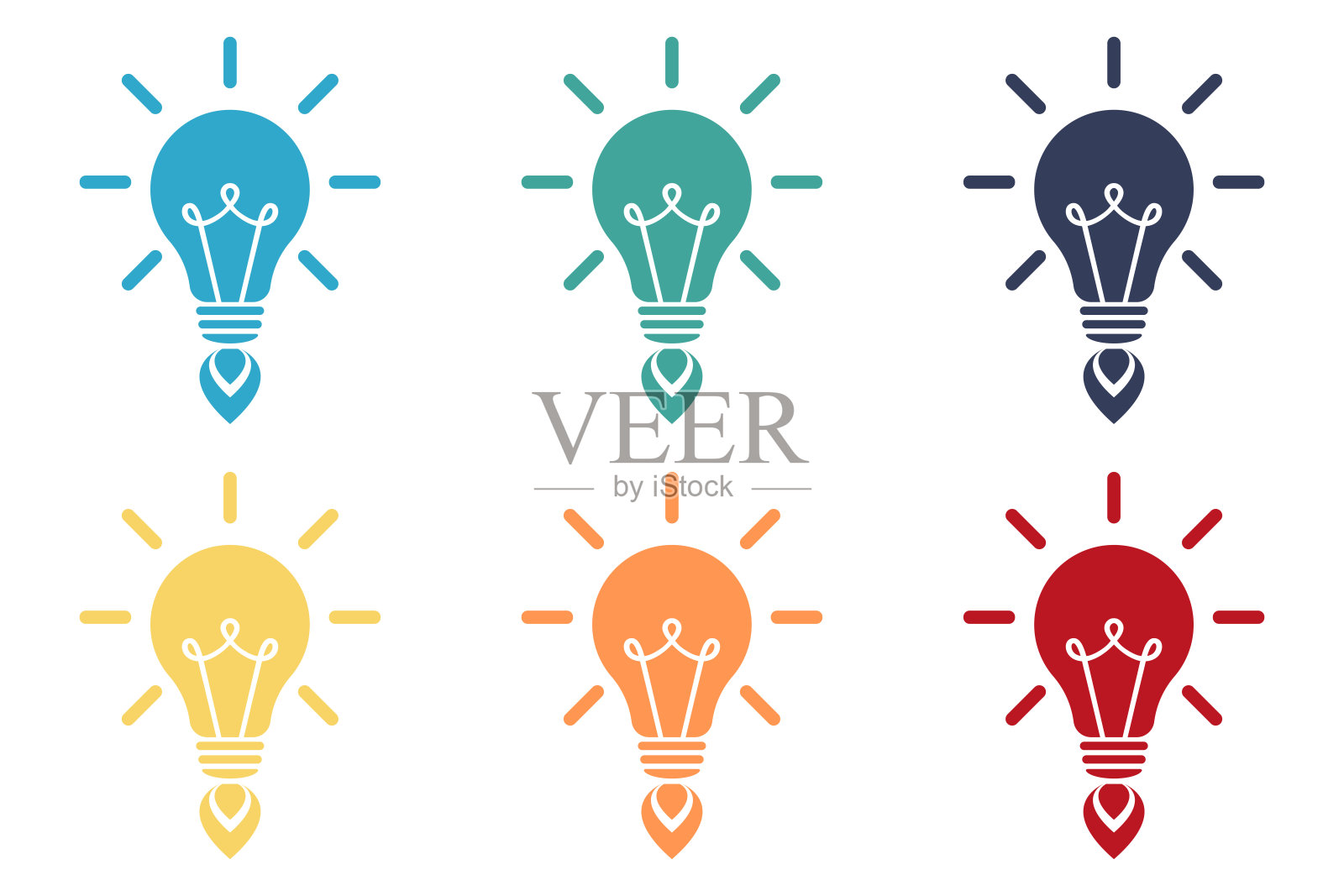 火箭灯泡。灵感创意，创业理念。一套插图。插画图片素材