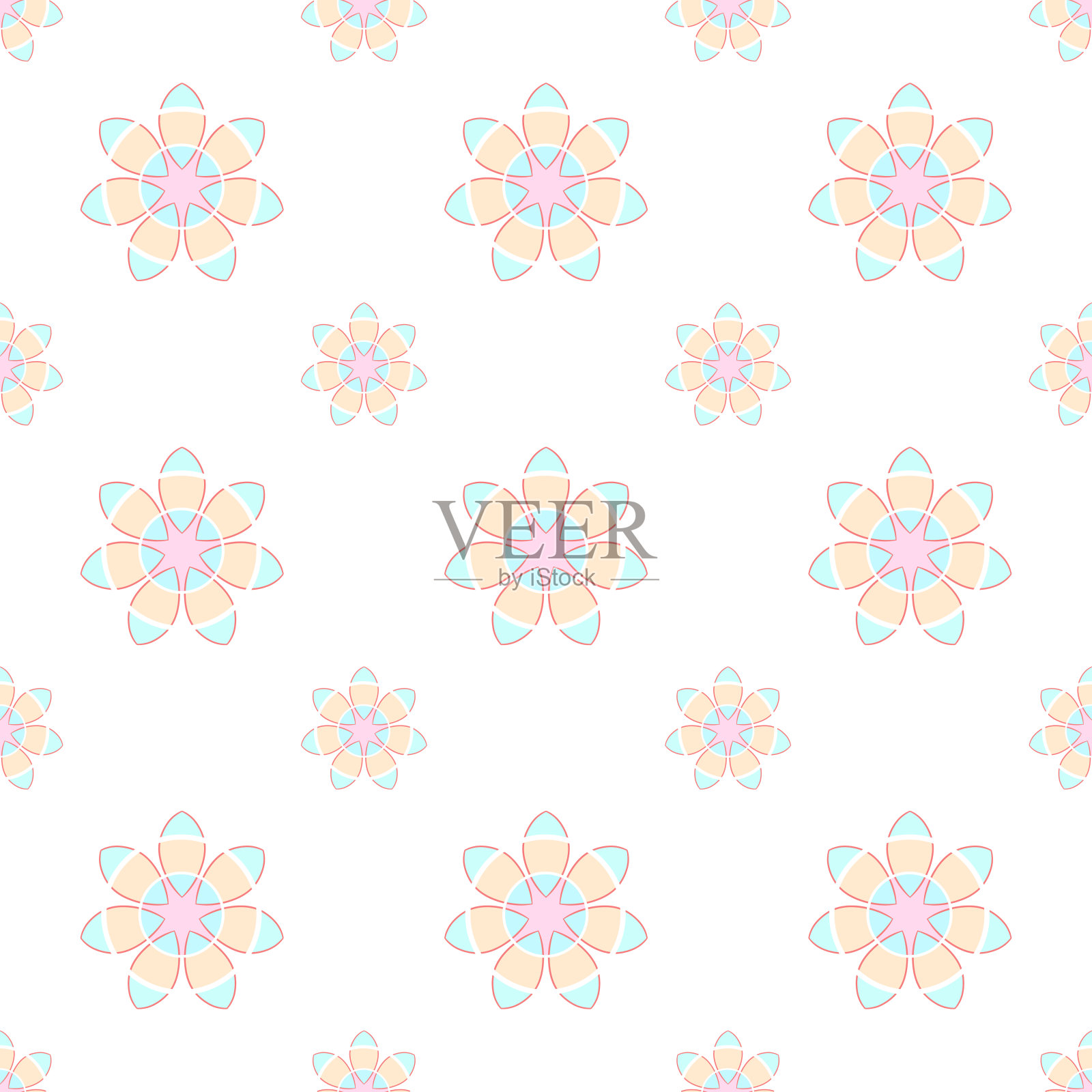 手绘多色重复图案透明背景，重复图案的纺织品，壁纸，包装，包装，和所有其他无缝印刷工作，图案添加到样品面板。插画图片素材