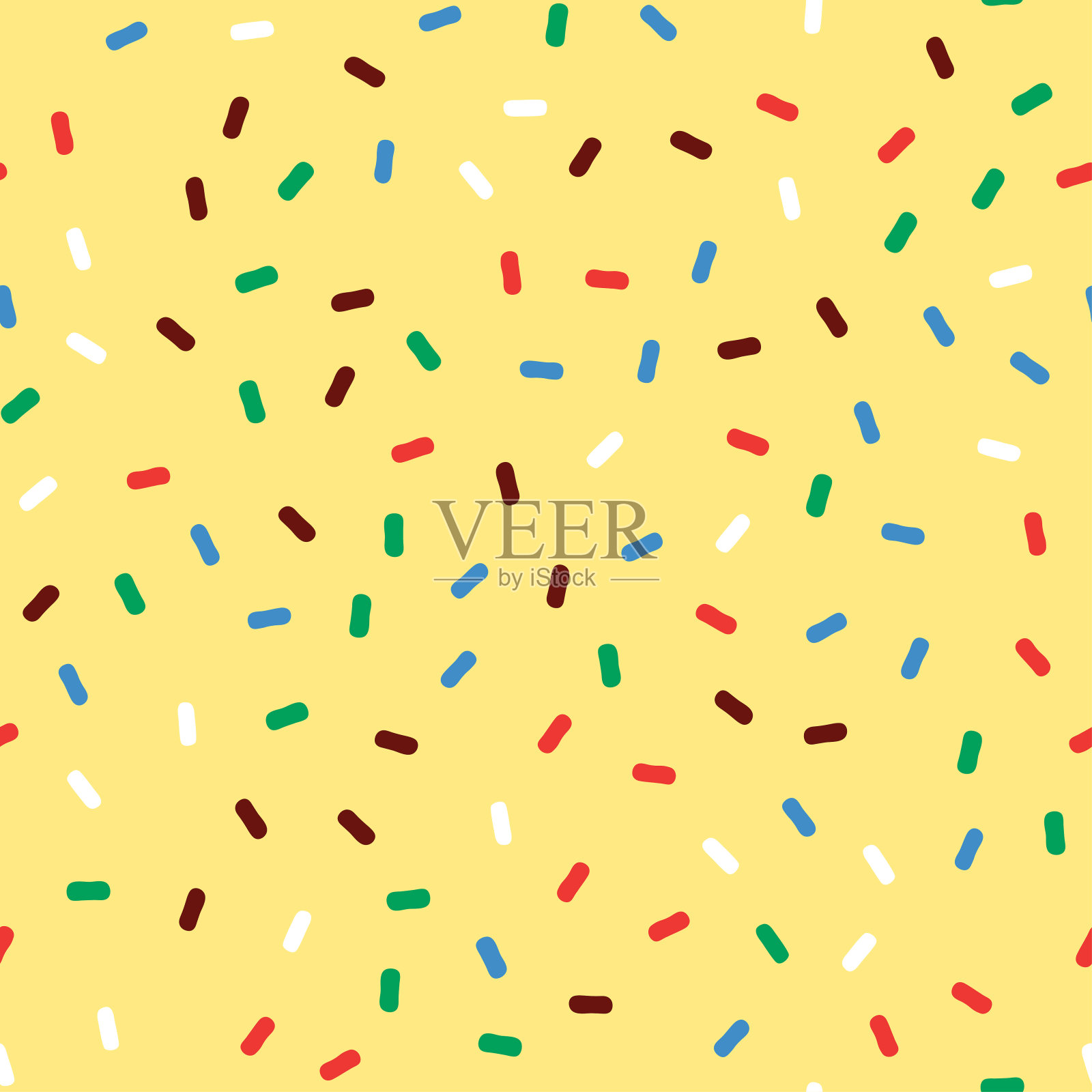 环形釉的无缝图案，有许多装饰性的点缀。甜甜圈釉，甜点背景。插画图片素材