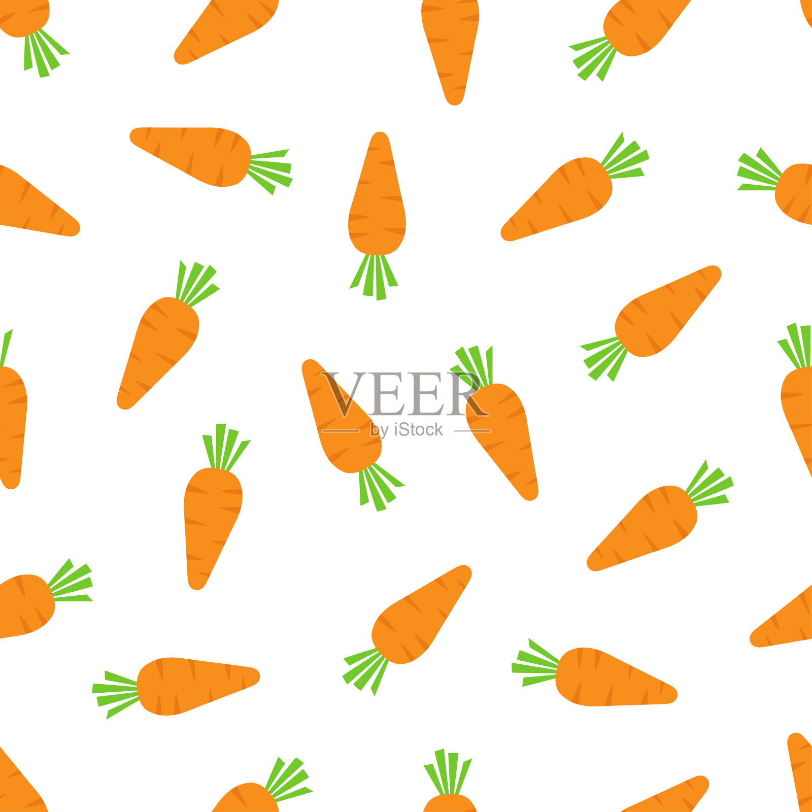 卡通无缝模式与胡萝卜，矢量插图插画图片素材