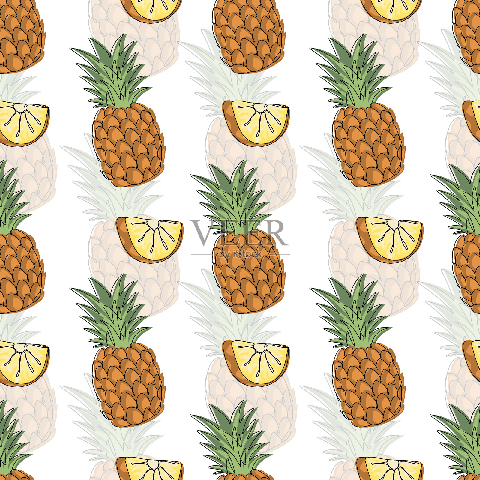 菠萝无缝模式插画图片素材