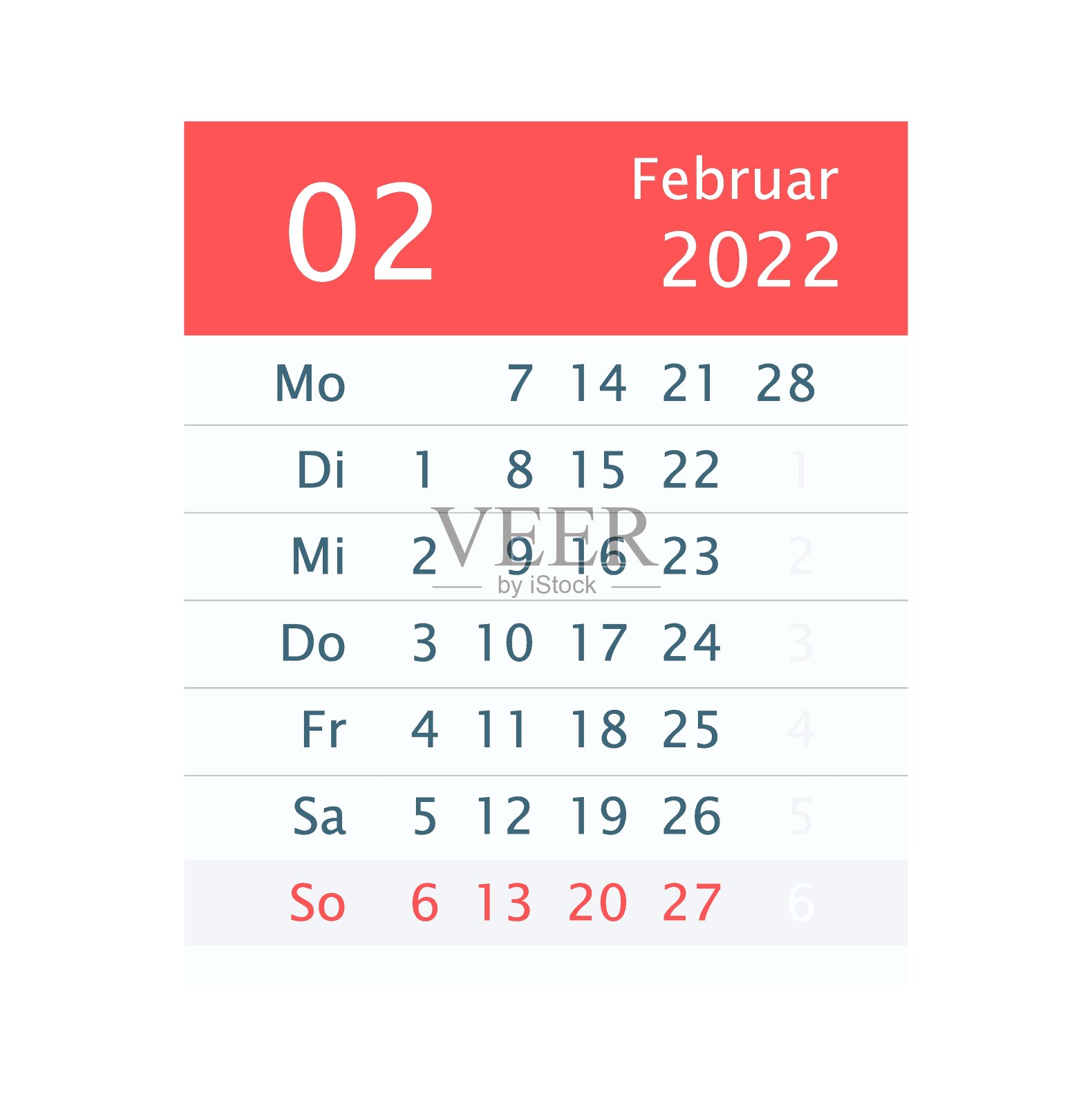 2022年2月日历设计模板素材