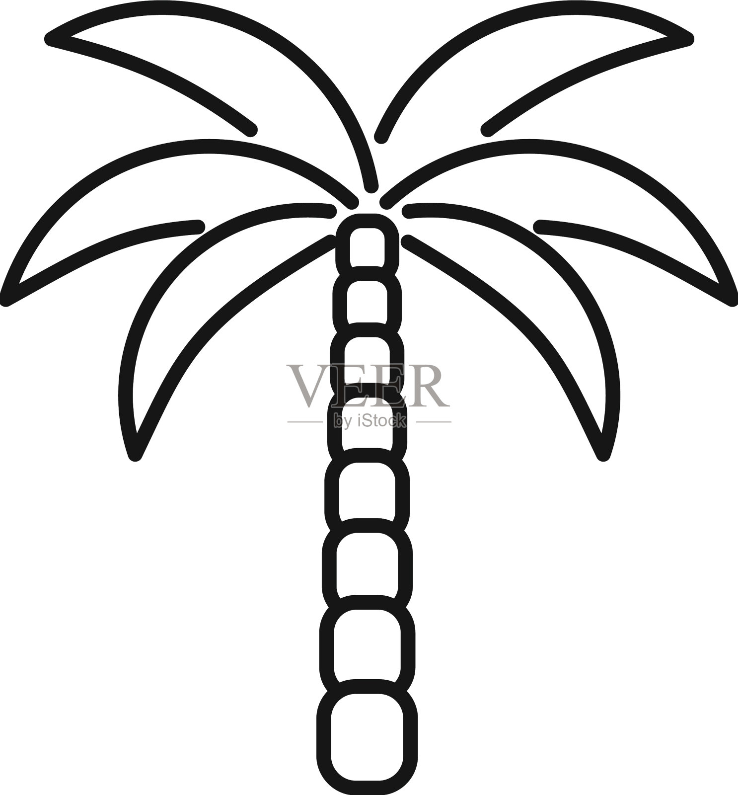 夏威夷棕榈树图标轮廓夏季树设计元素图片