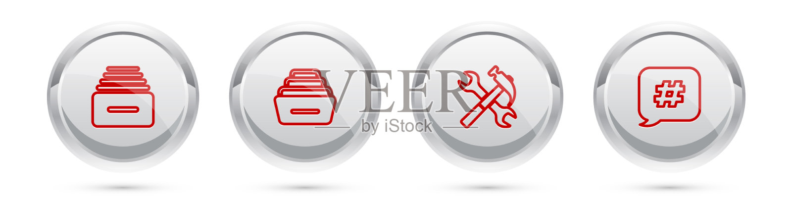 设置线抽屉与文件交叉锤图标素材