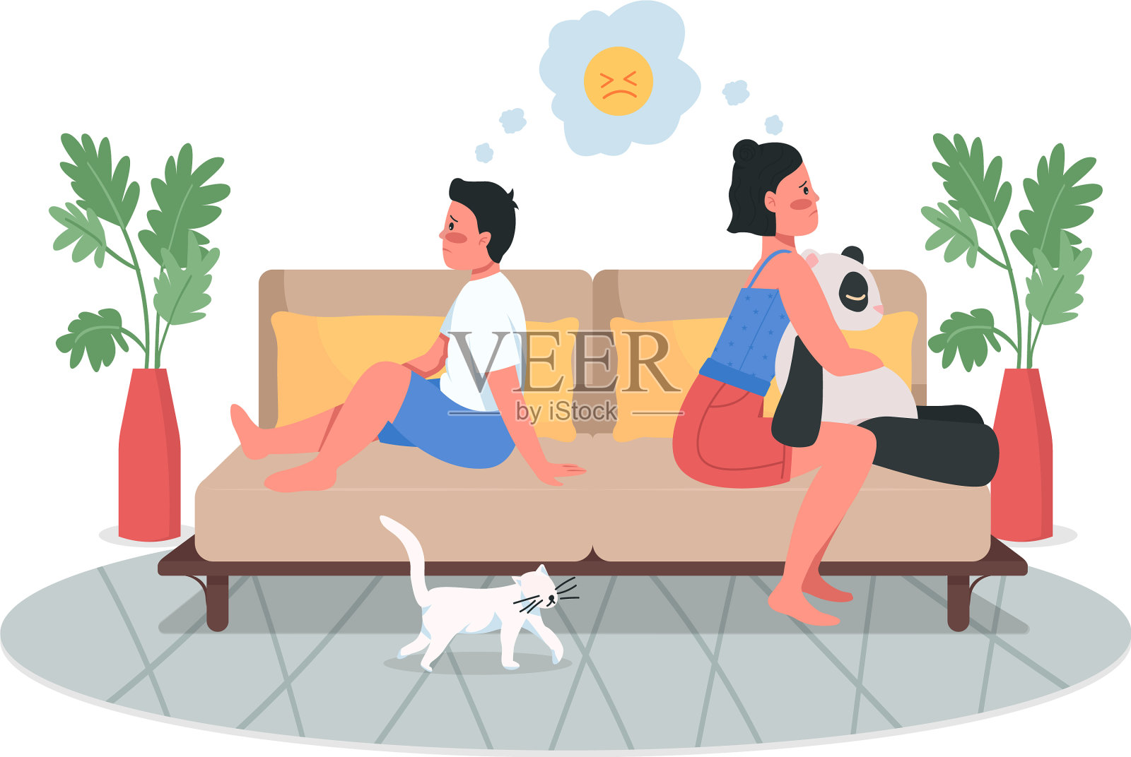 烦乱手足平色详细人物设计元素图片