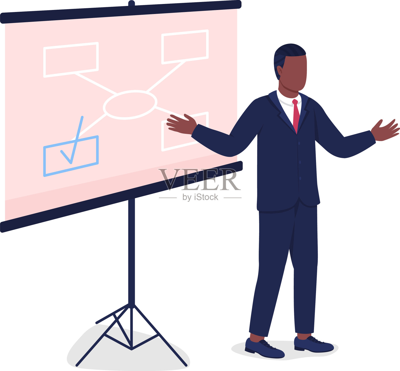 非裔美国人在附近的投影仪上指导设计元素图片