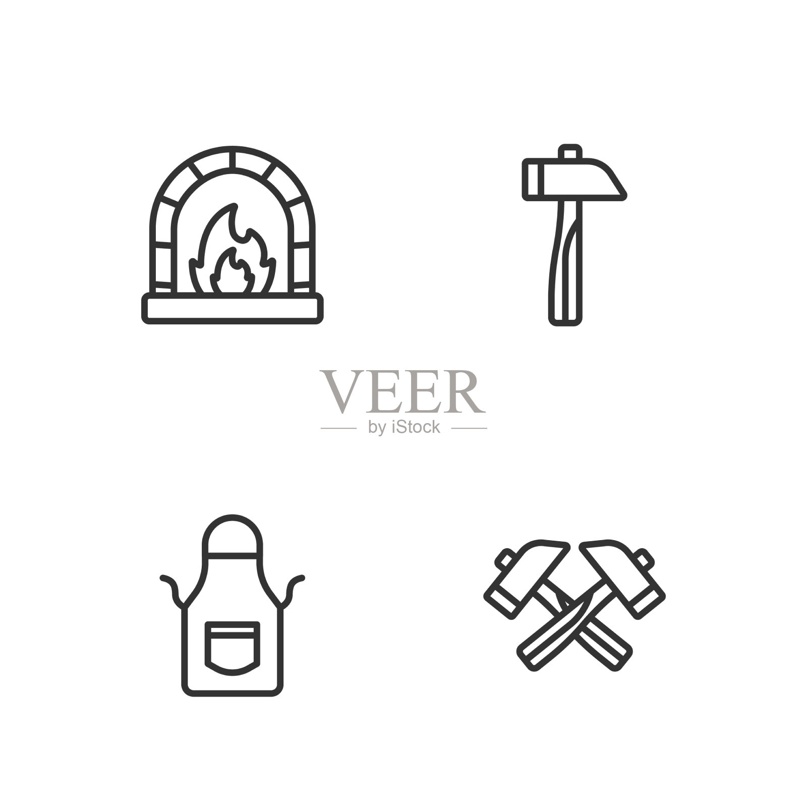 套线交叉锤铁炉围裙图标素材