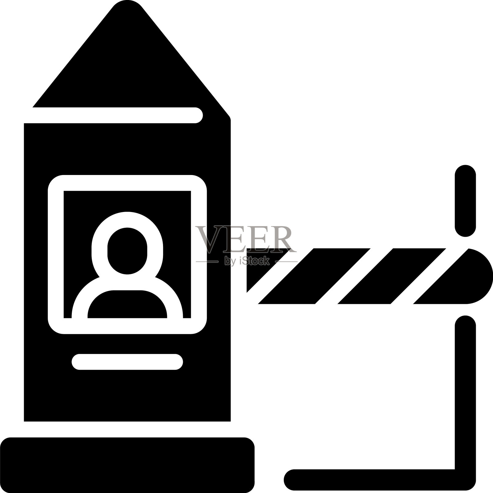 陆地边界检查站黑色字形图标插画图片素材