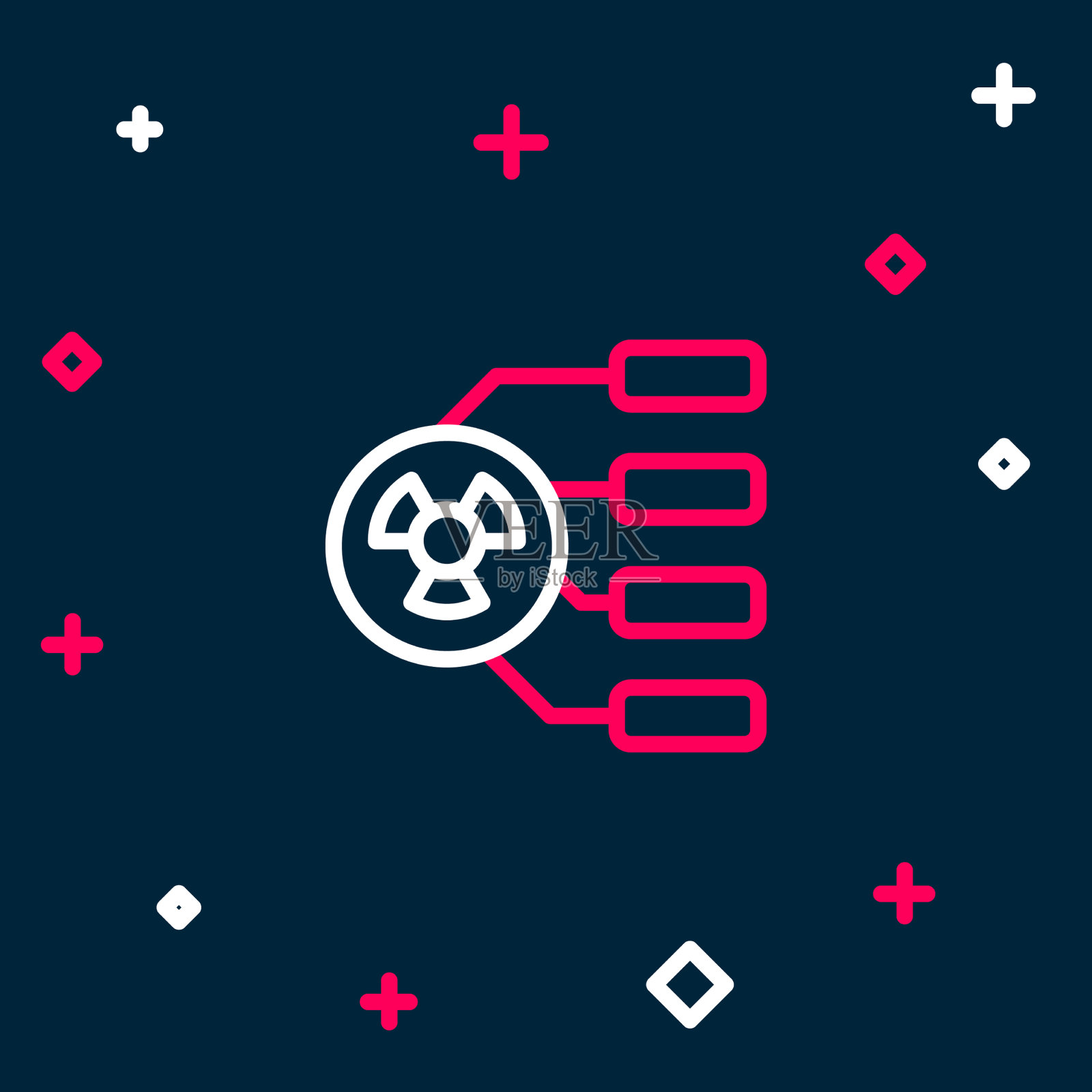 线放射性图标孤立在蓝色背景上插画图片素材