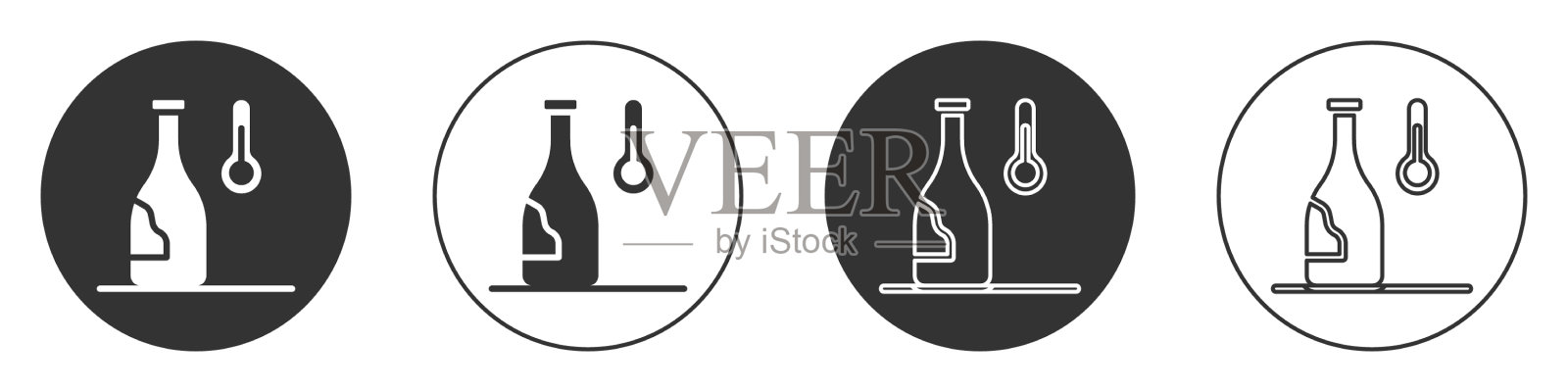 黑葡萄酒温度图标孤立在白色上图标素材