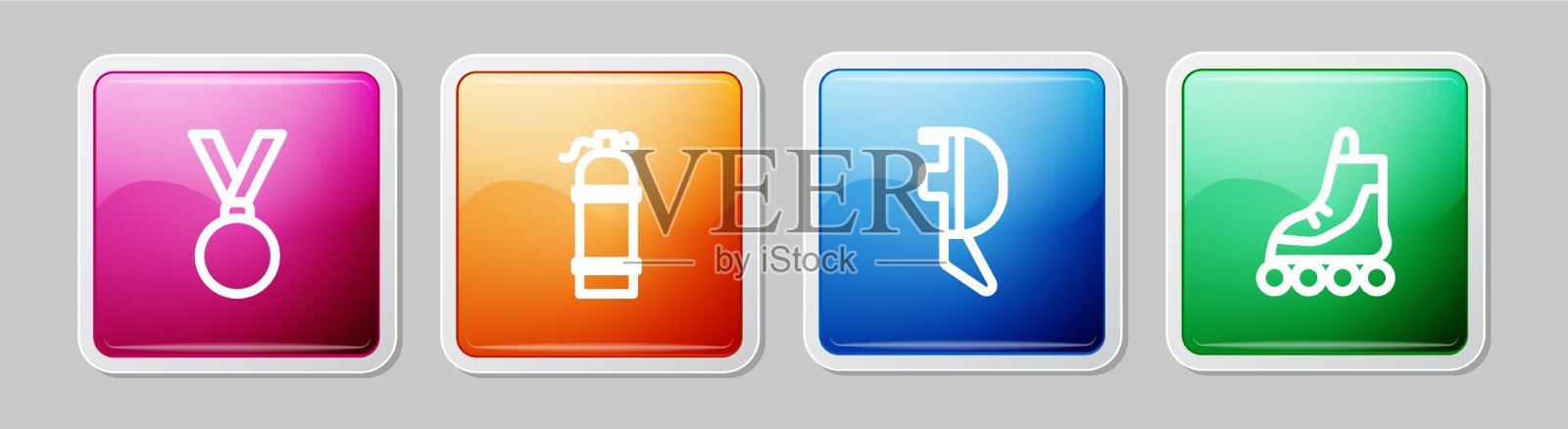 奖牌集水线击剑头盔面罩和图标素材