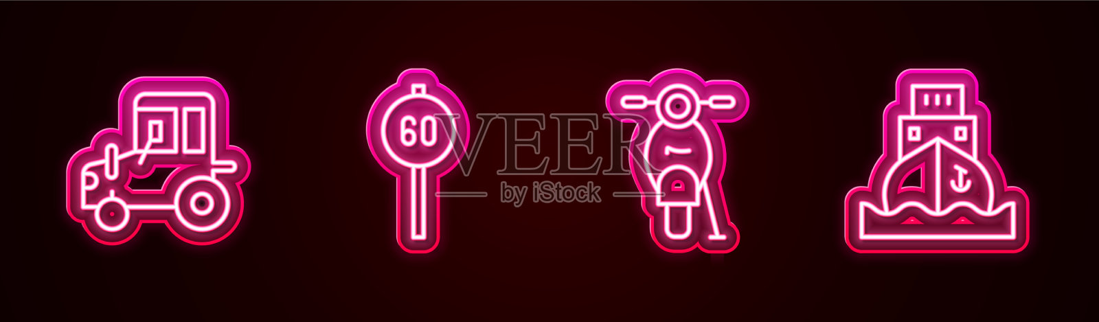 设置牵引车限速和交通滑板车限速插画图片素材