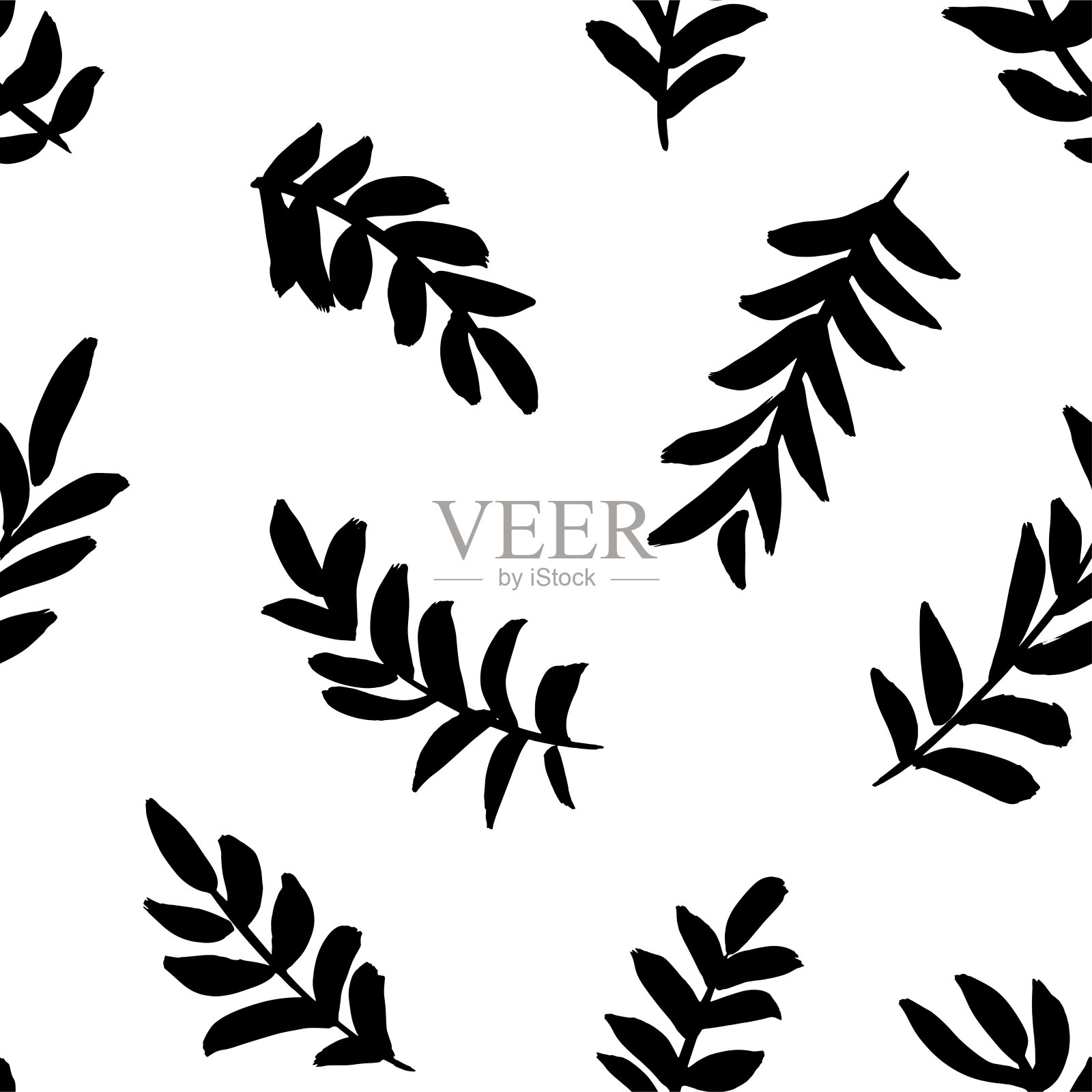 橄榄叶和分支向量无缝模式。插画图片素材