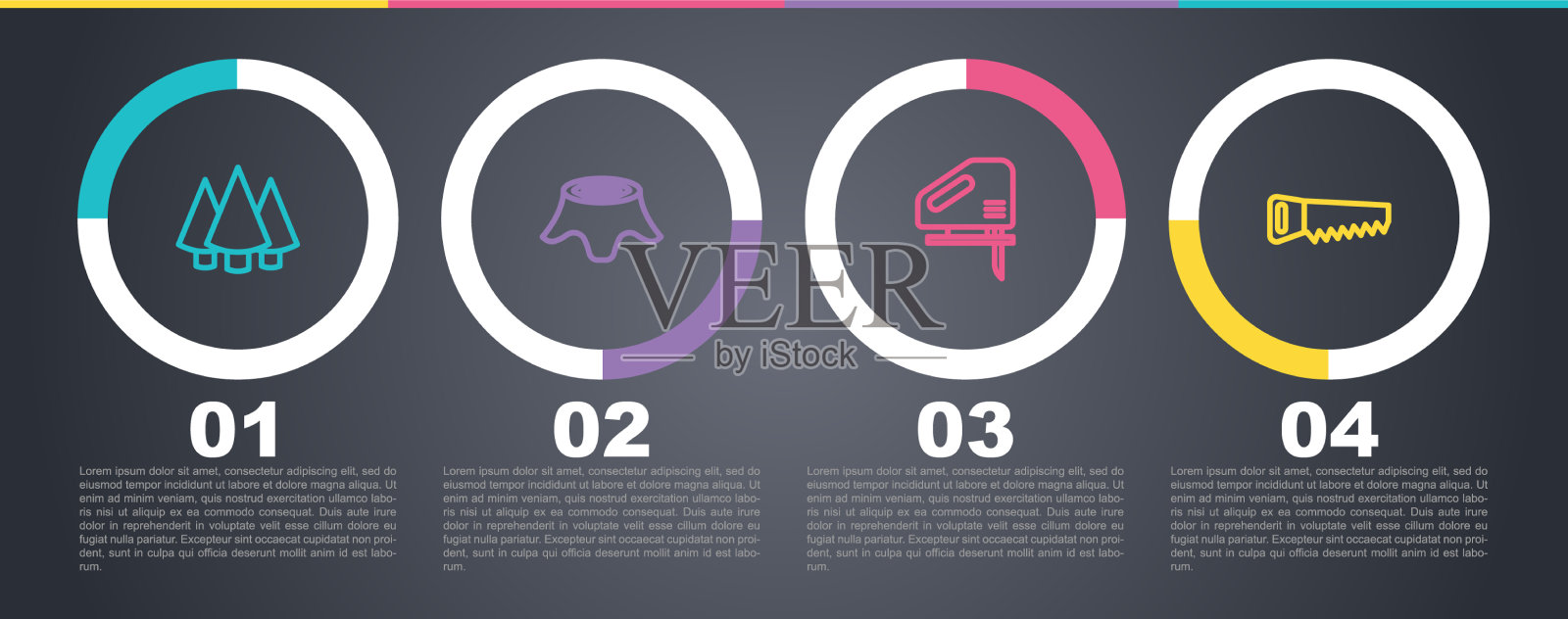 圣诞树树桩电设线插画图片素材